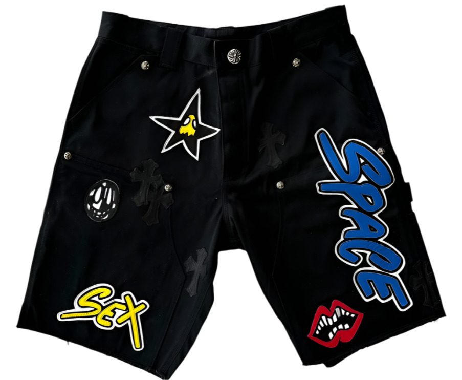 Matty Boy Black Cross Patch Carpenter Shorts