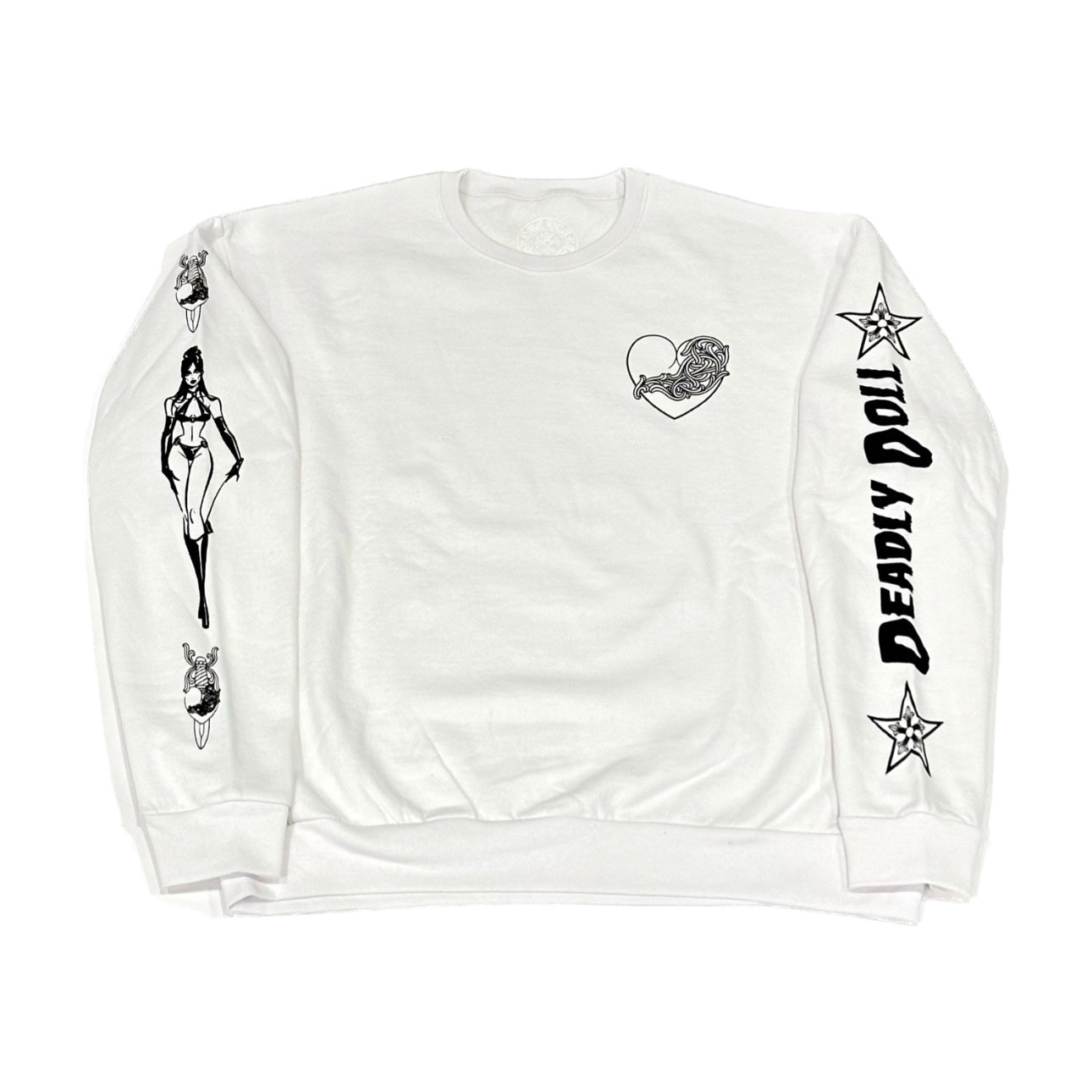 Chrome Hearts Deadly Doll MultiLogo Crewneck "White/Black"