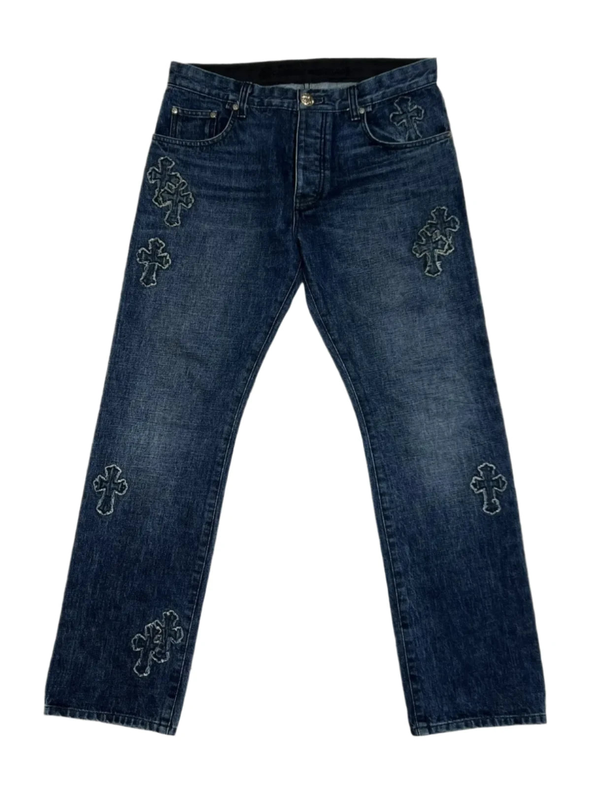 Chrome Hearts Denim on Denim Cross Patch Jeans