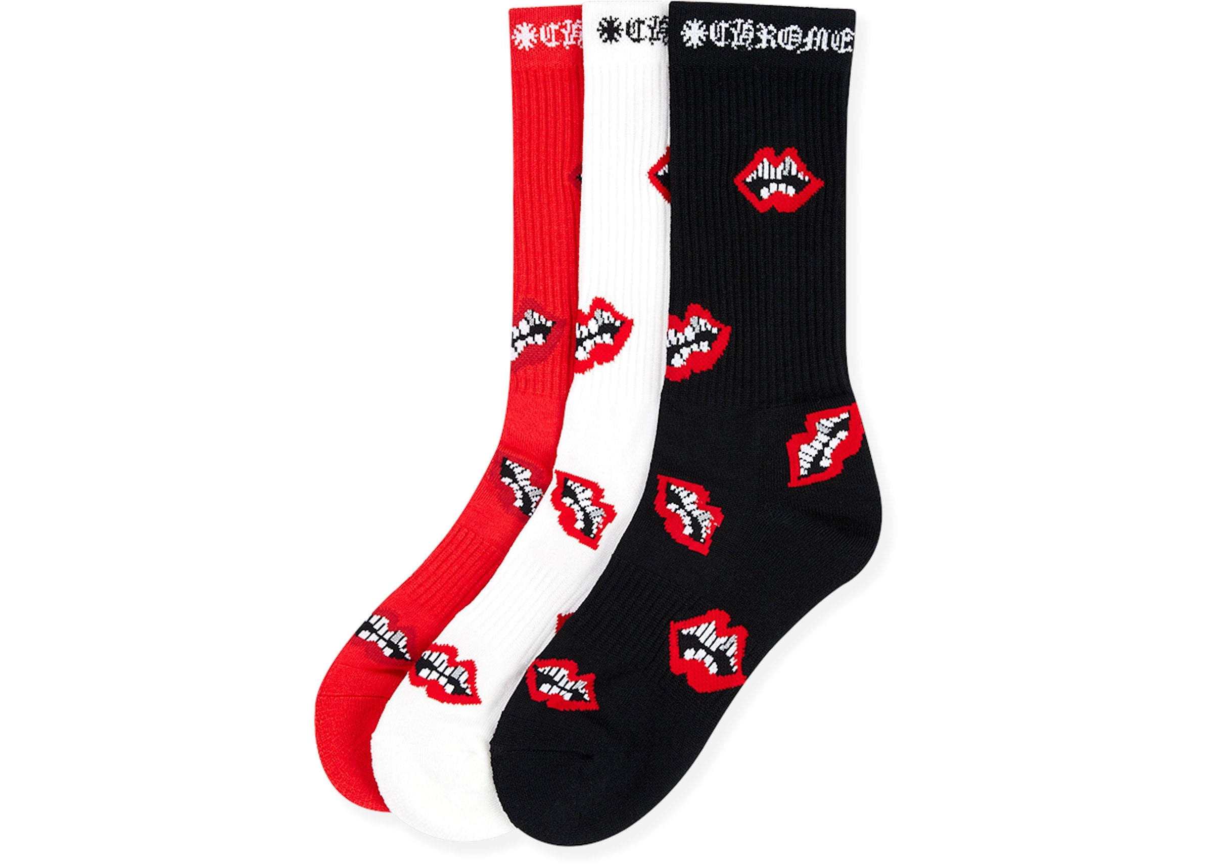3-Pack Matty Boy Chomper Socks Black/White/Red