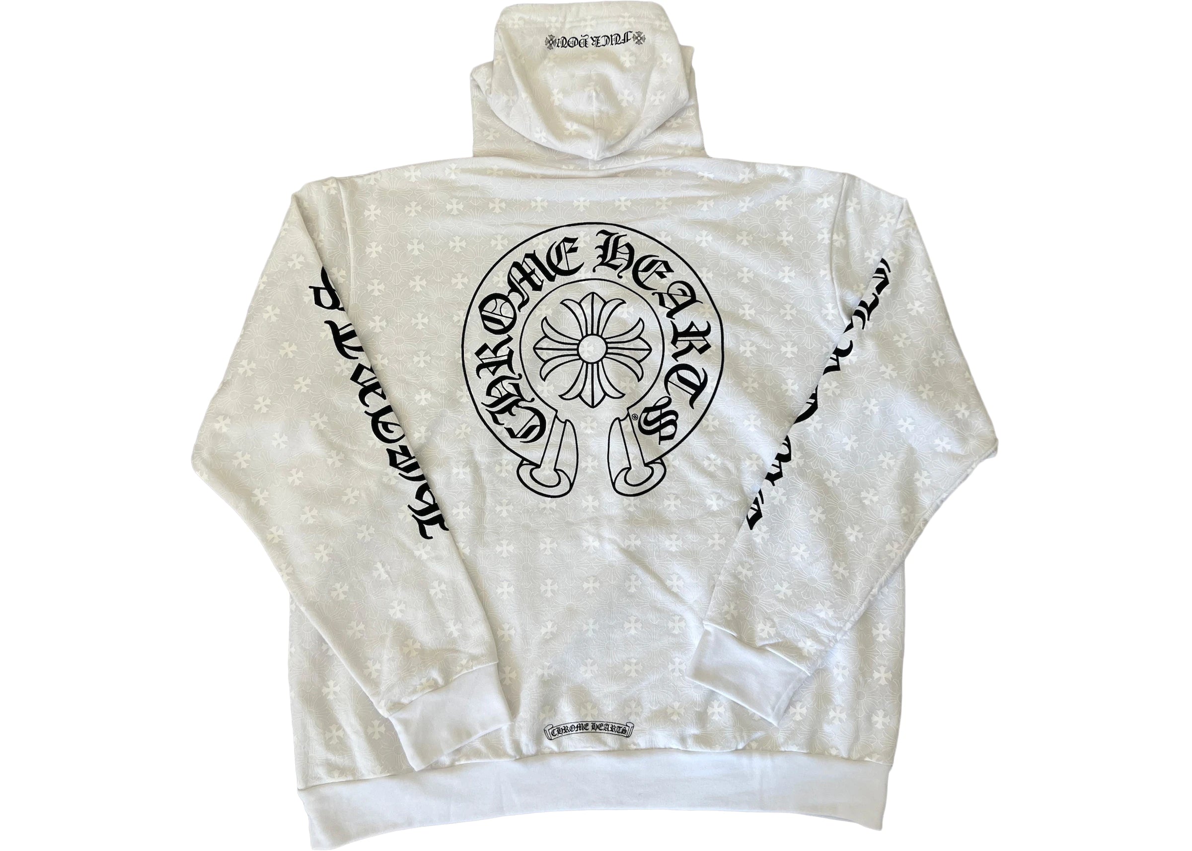 Chrome Hearts Plus Cross All Over Print Horseshoe Zip-Up Hoodie White