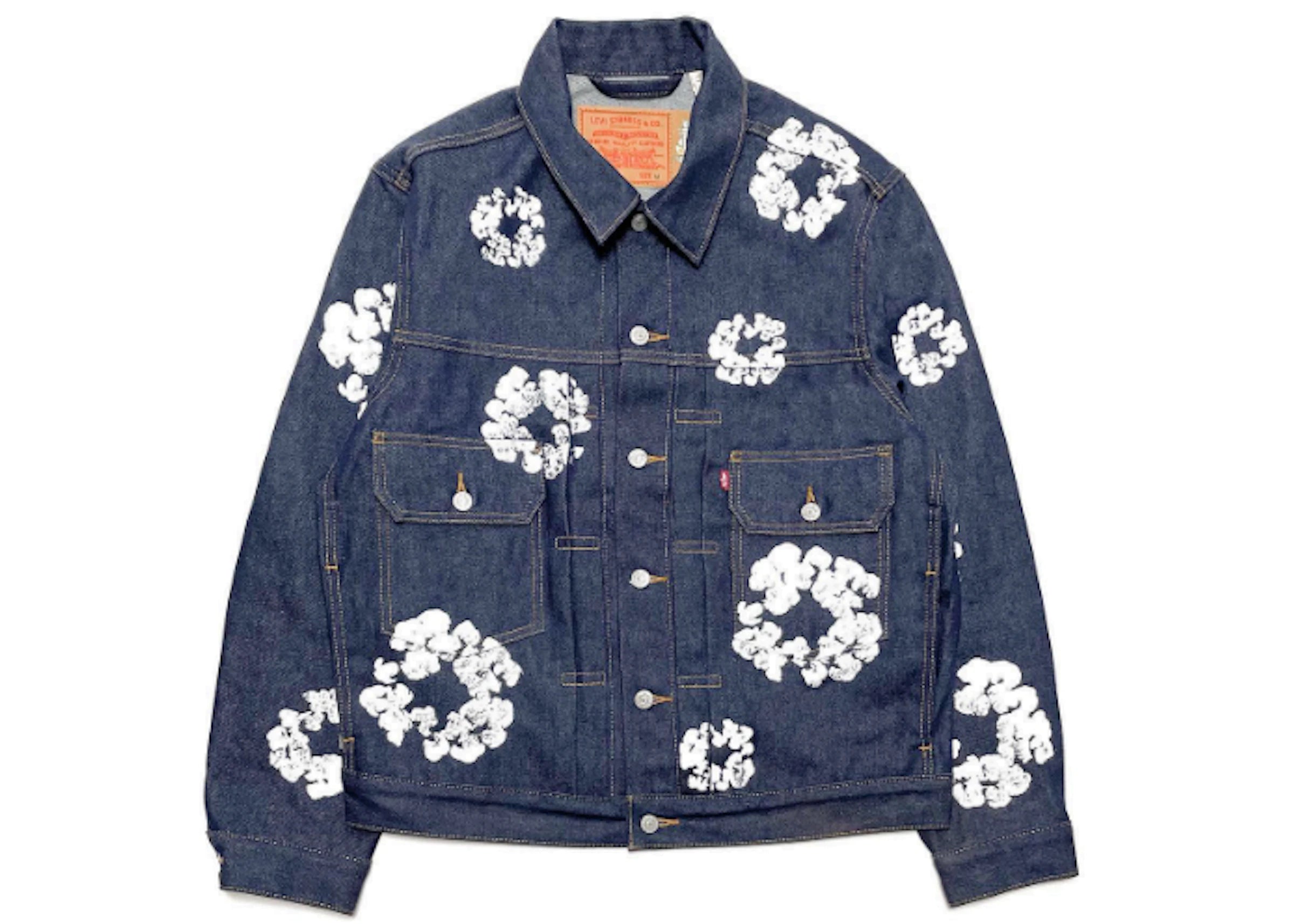 All Over Wreath Trucker Jacket Indigo