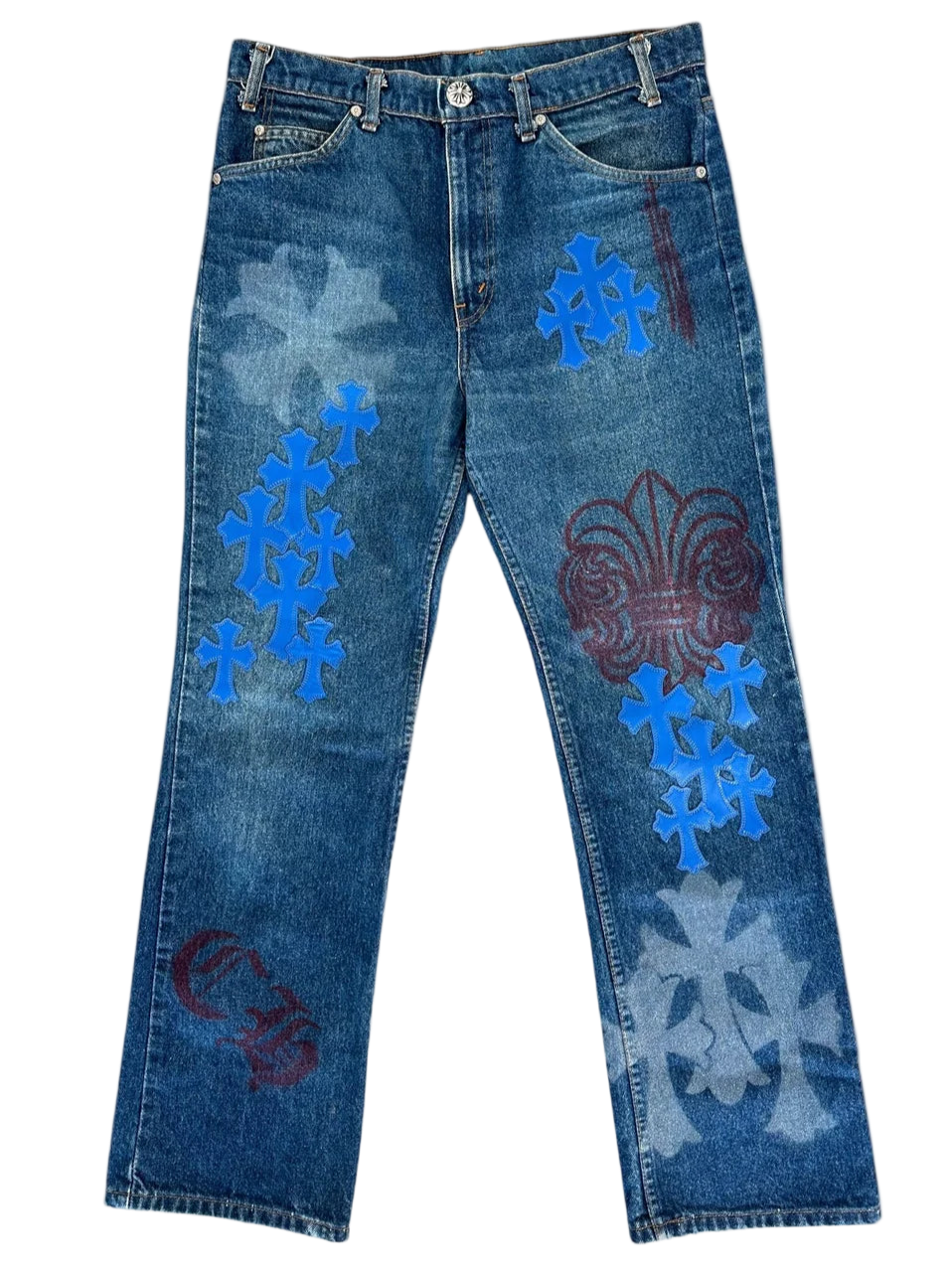 Levis Blue Cross Patch Stencil Jeans