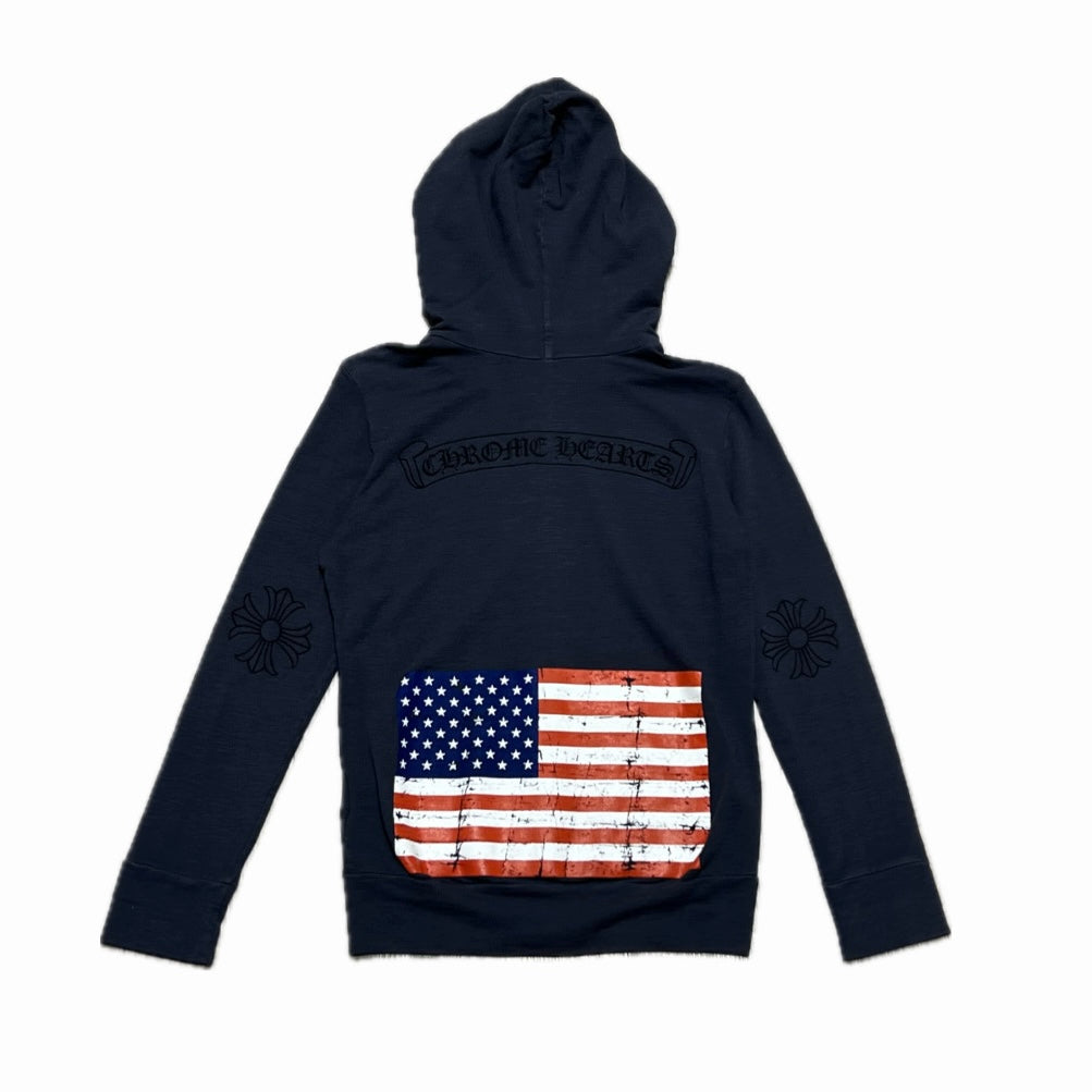 Horseshoe American Flag Zip-Up Hoodie Grey (Women's)