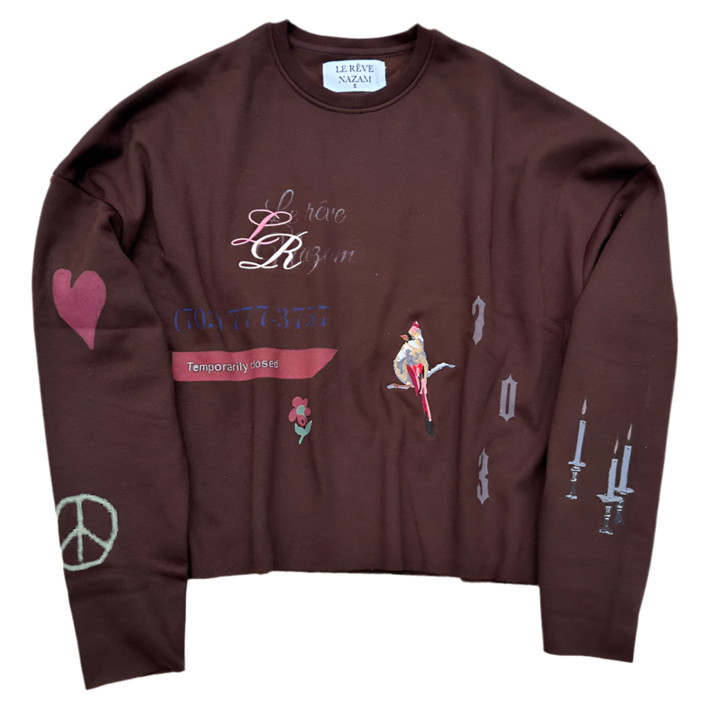 Brown embroidered artist sweatshirt