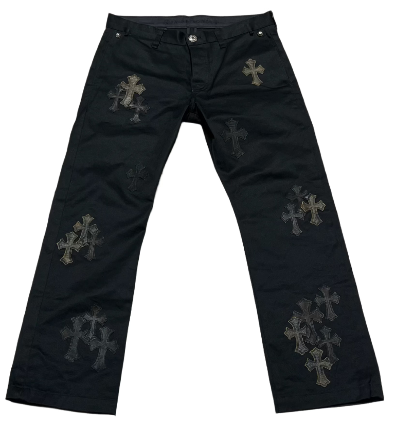 Chrome Hearts Chino Pants Jean Black Camo Cross Patches