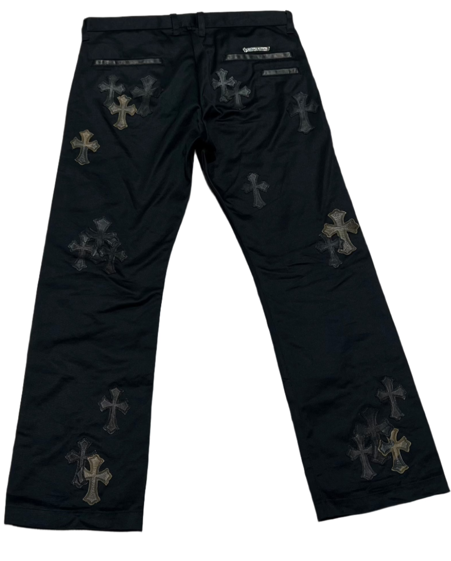 Chrome Hearts Chino Pants Jean Black Camo Cross Patches