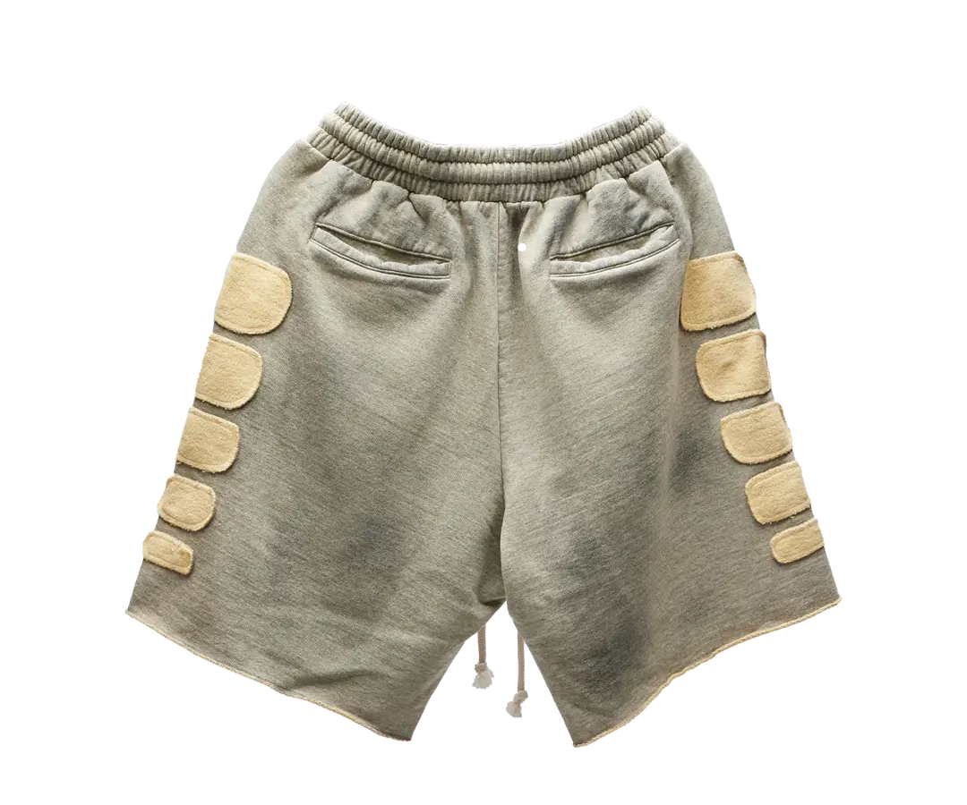 Destroyed Patchwork Moto Shorts