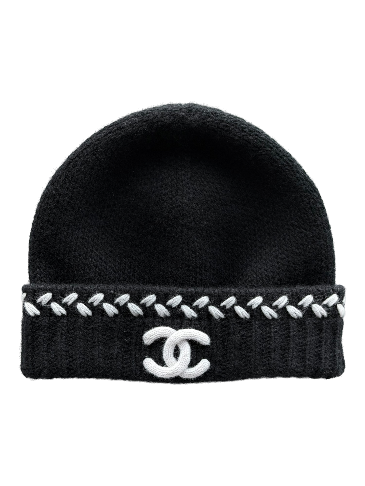 Chanel Cashmere Beanie Black & White