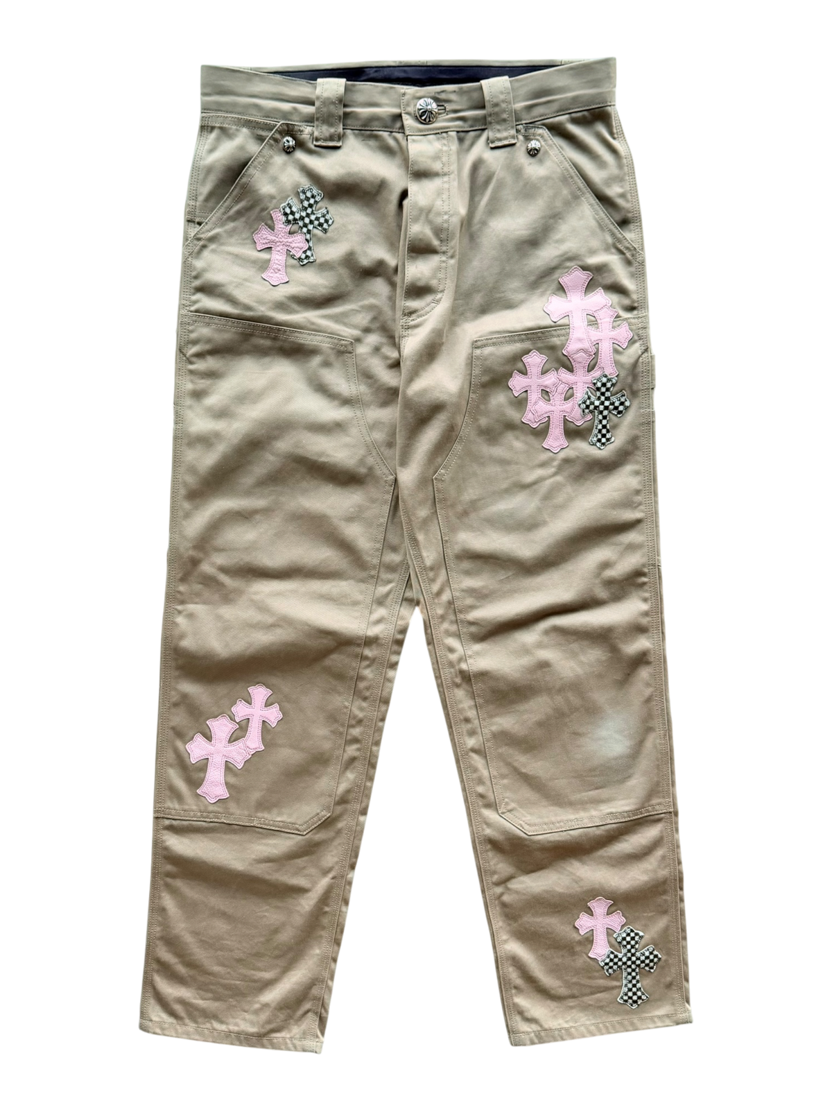Pink & Checkered Cross Patch Carpenter Pants
