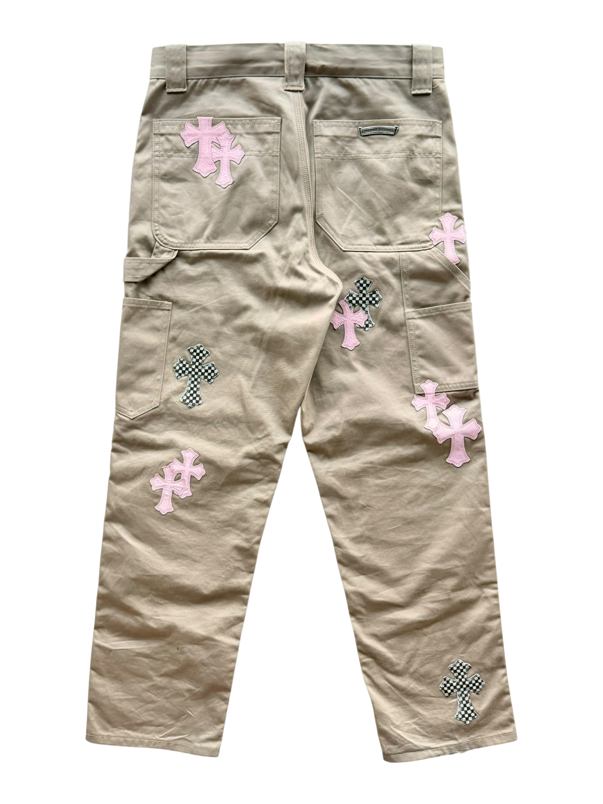 Pink & Checkered Cross Patch Carpenter Pants