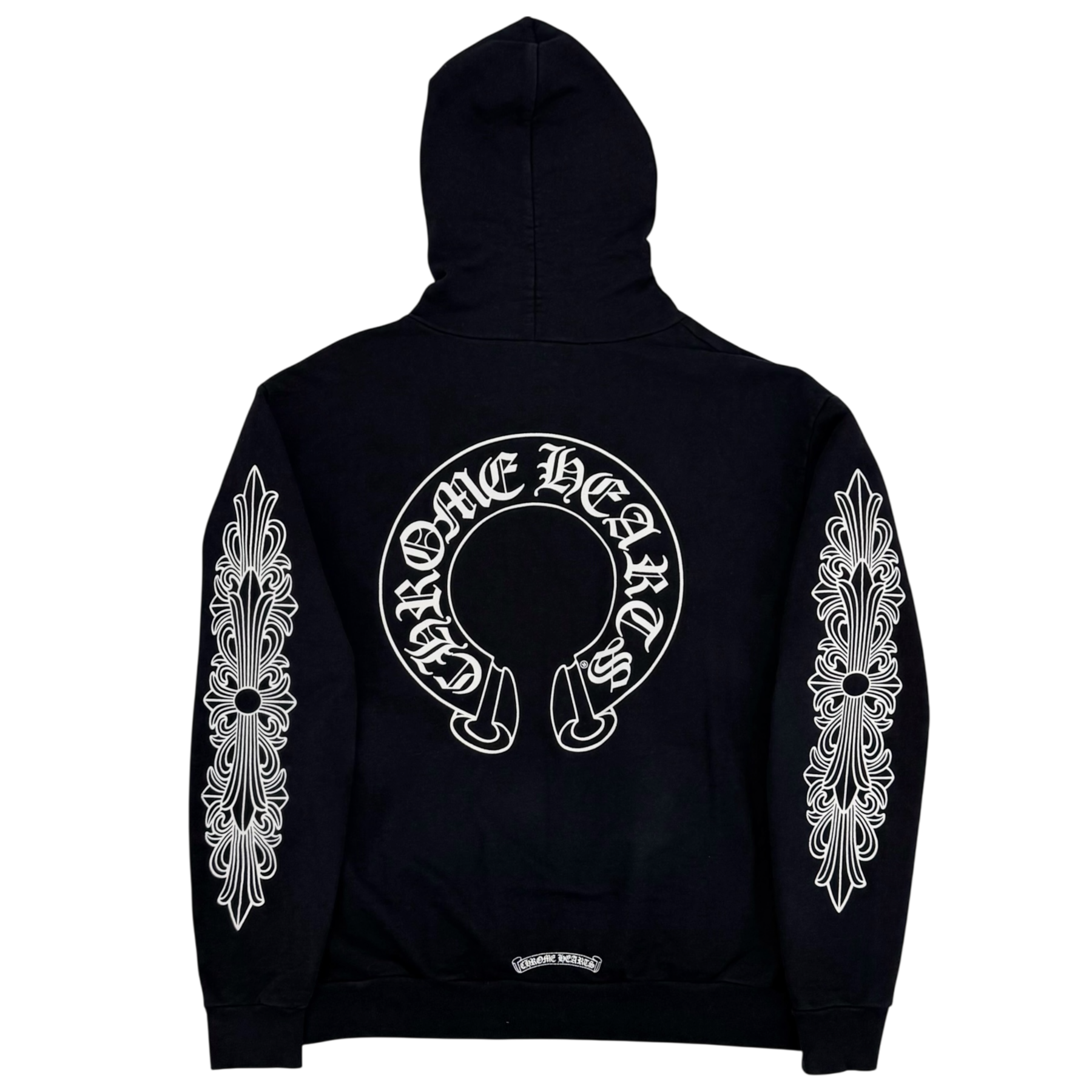 Chrome Hearts Horseshoe Floral Sleeve Black White Zip