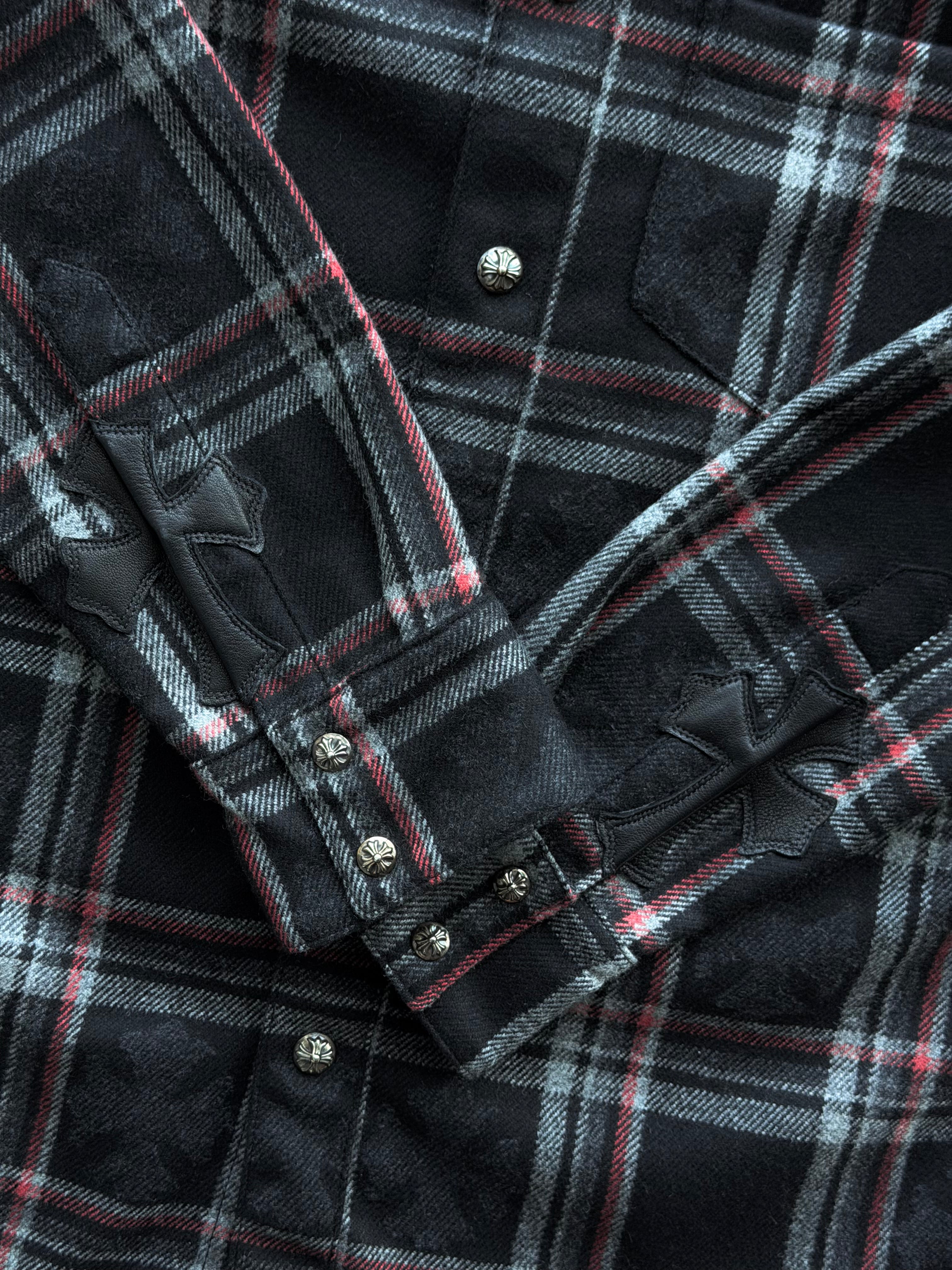 Gas Station Plaid Cashmere Cross Patch Shirt