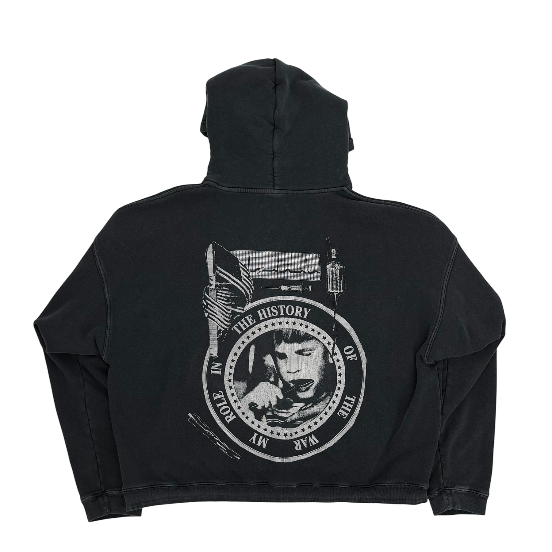 Faded Black & White My role In the War Hoodie