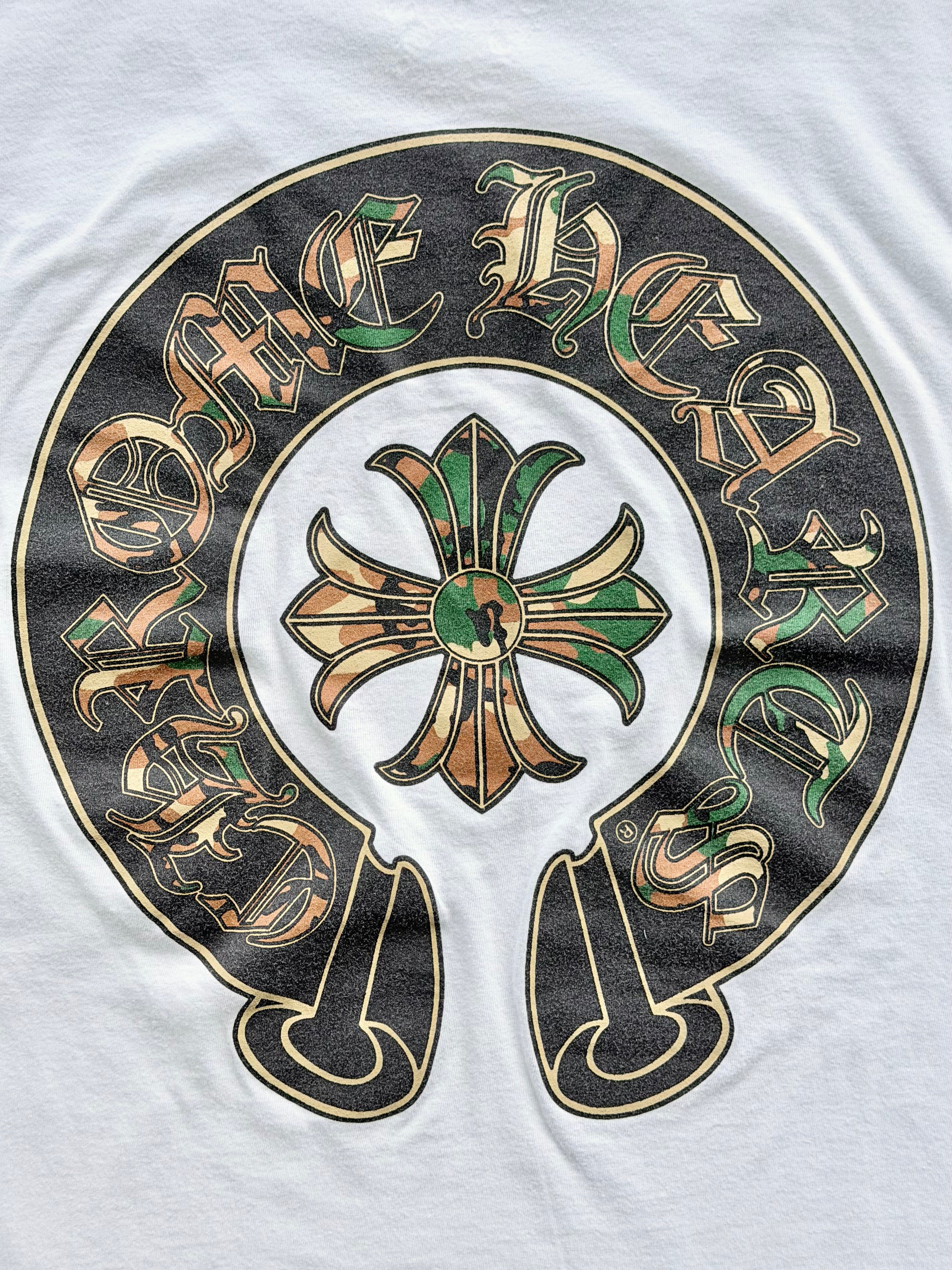 Triple Cross Horseshoe Logo Pocket T-Shirt White & Camo