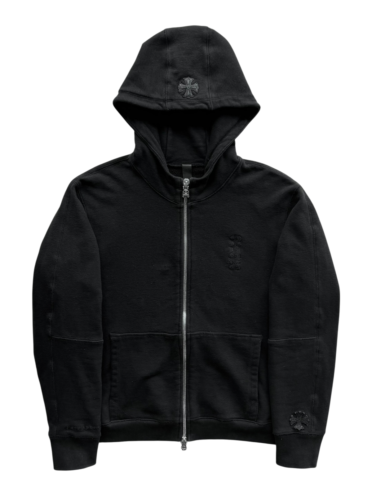 Plus Cross Patch Zip Up Hoodie Black