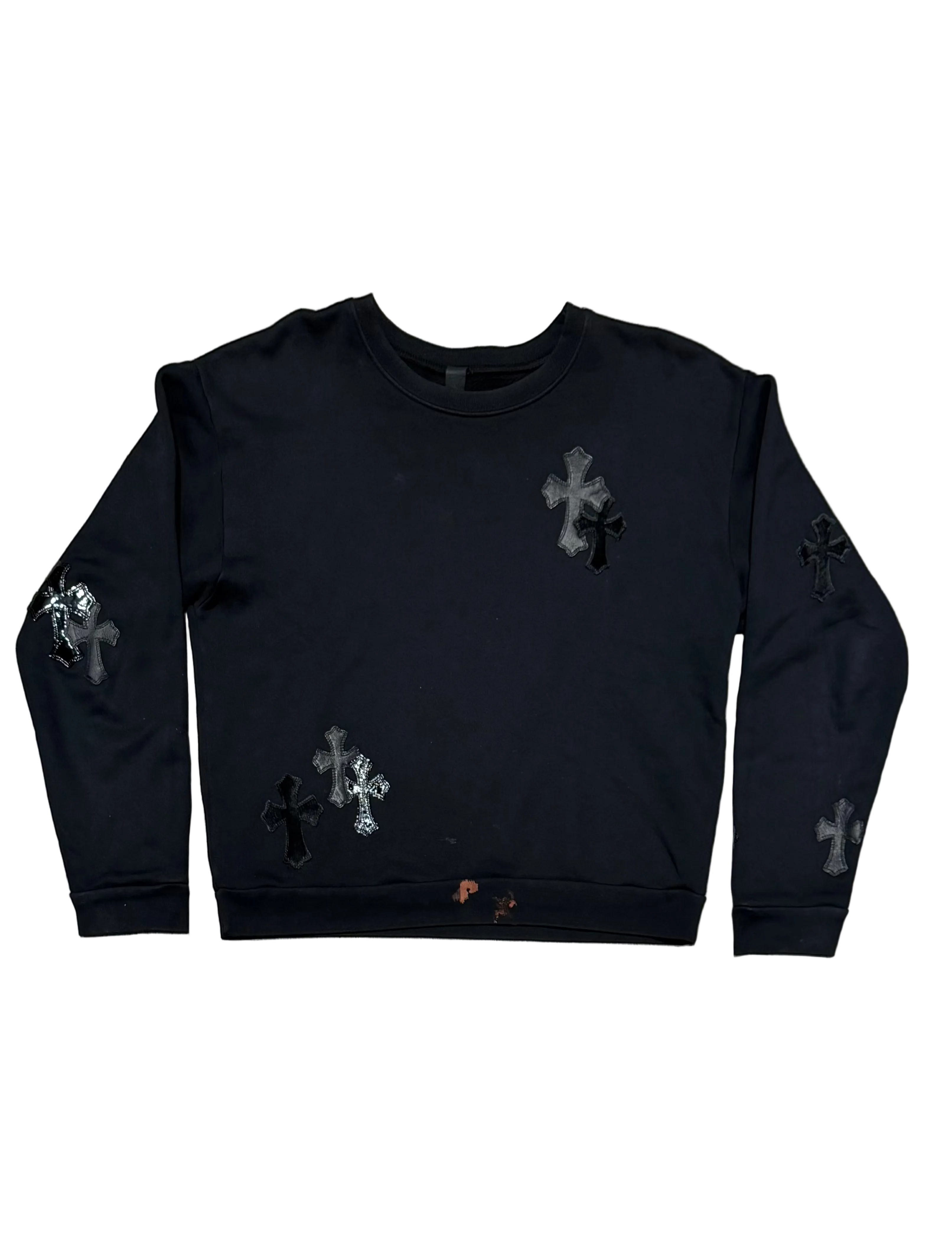 Chrome Hearts Ponyhair Multicross Patch Crewneck Sweater 'Black'
