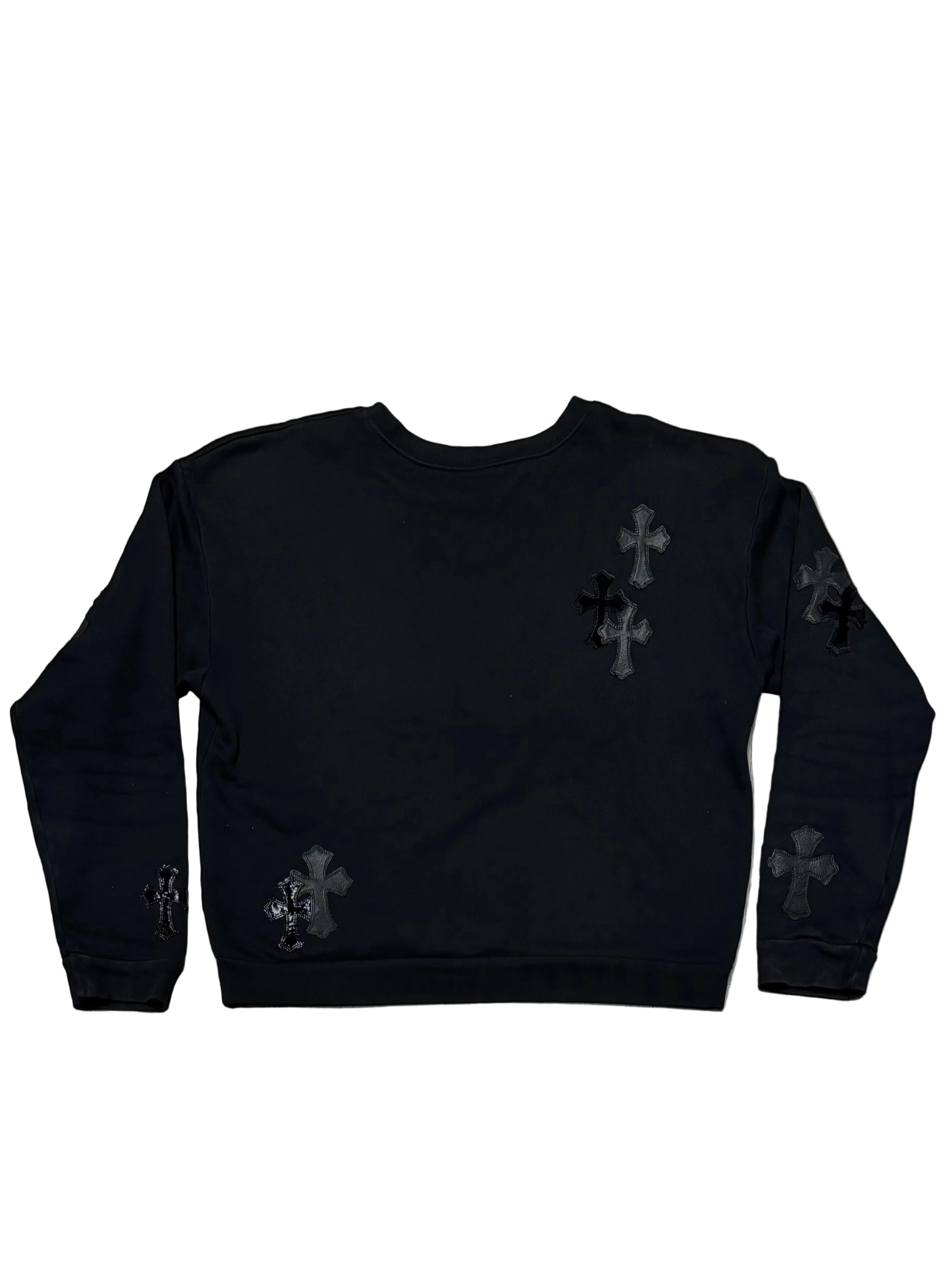 Chrome Hearts Ponyhair Multicross Patch Crewneck Sweater 'Black'