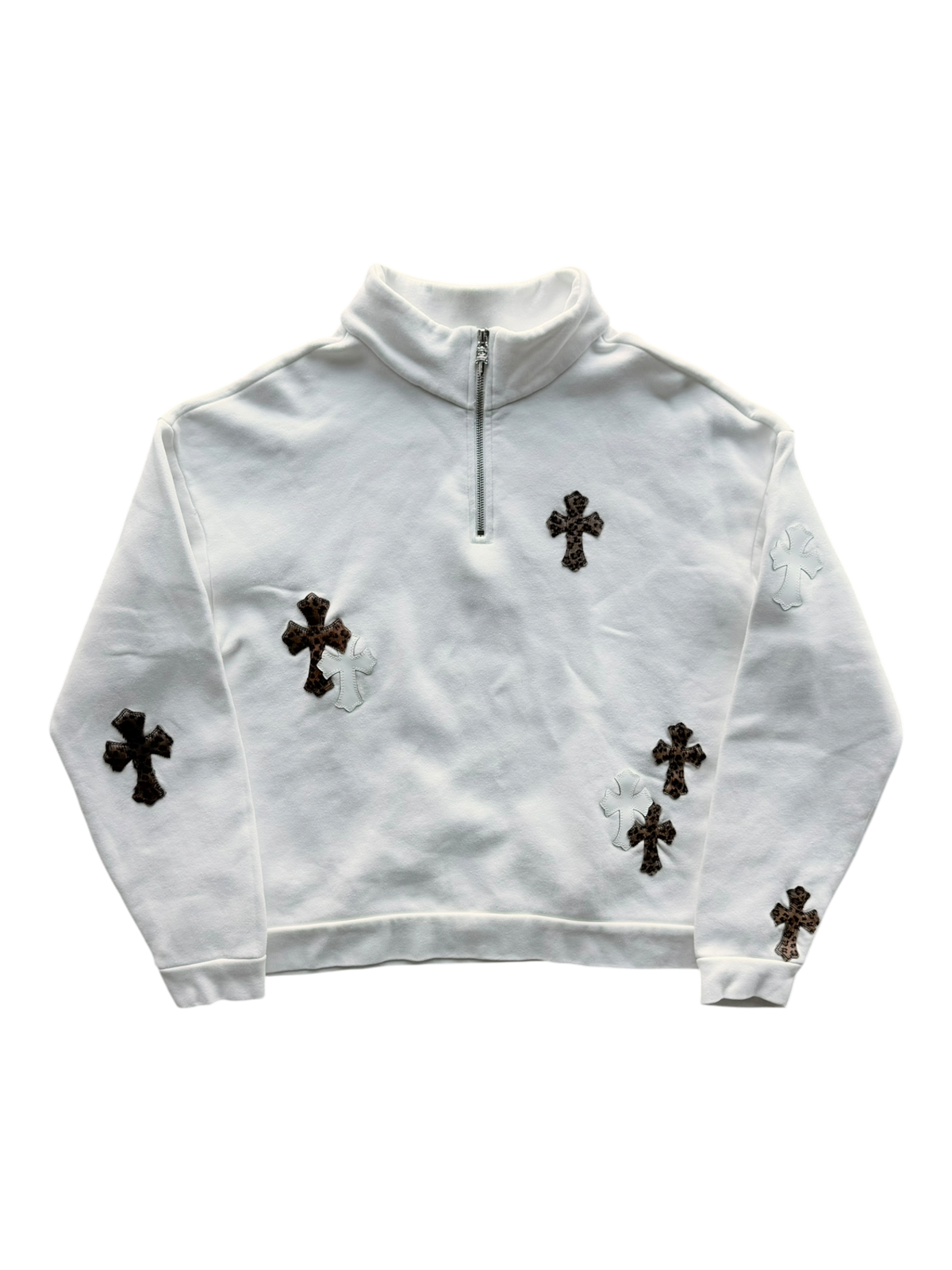 Cheetah & White Patent Patch Quarter Zip