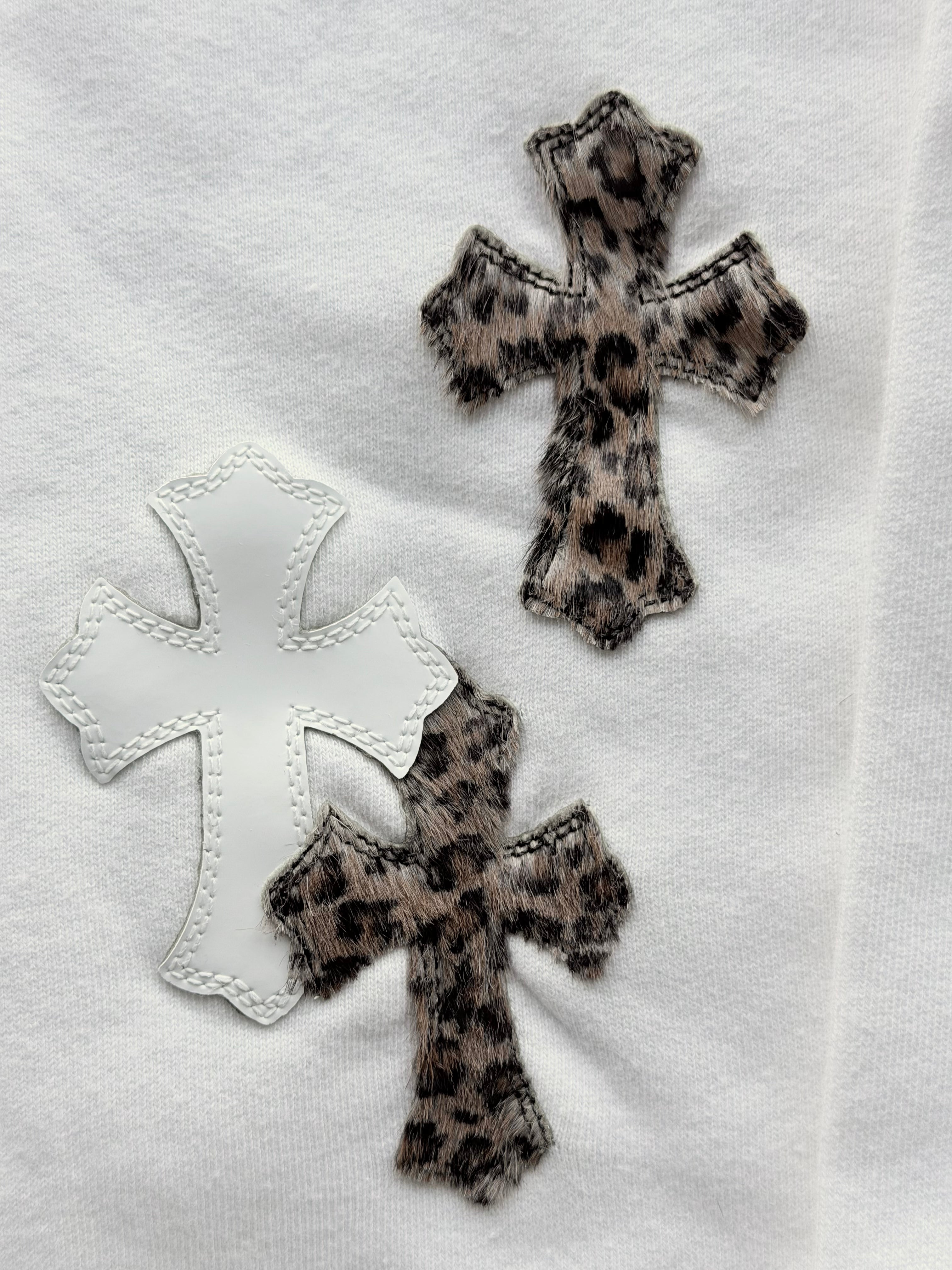 Cheetah & White Patent Patch Quarter Zip