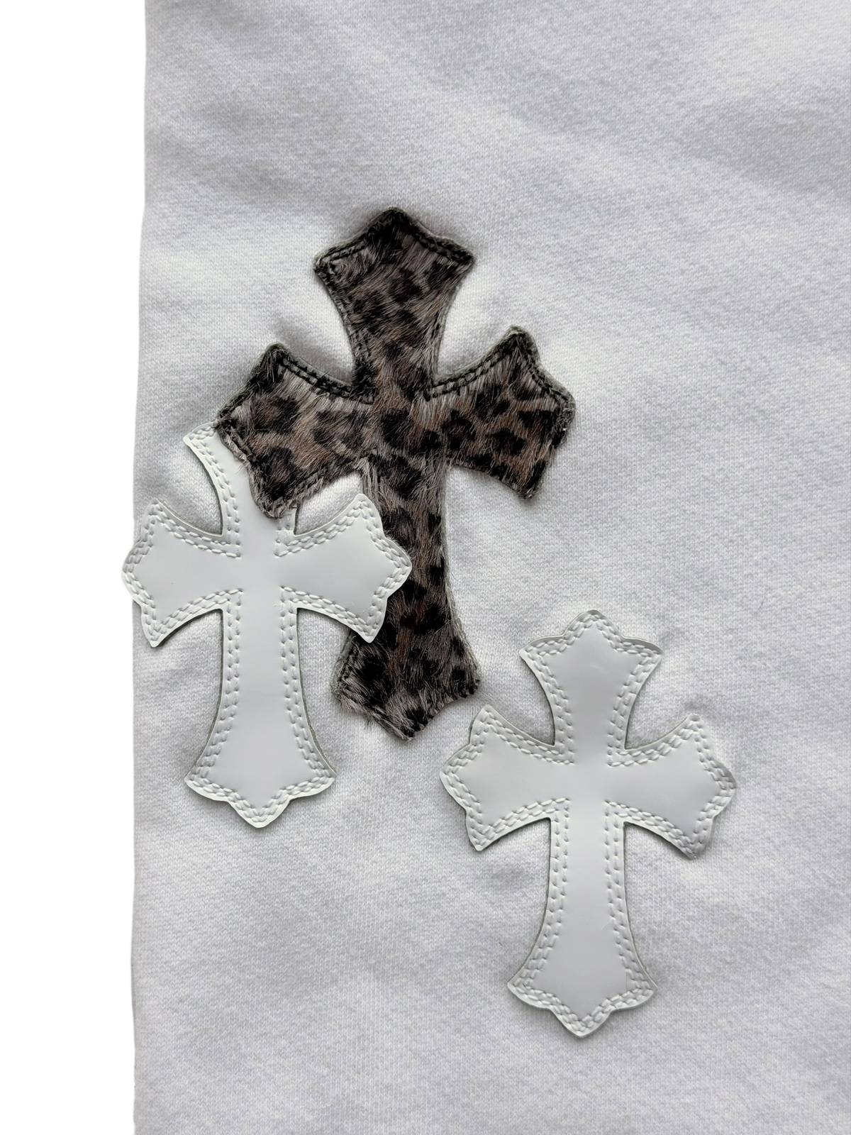 Cheetah & White Patent Patch Sweatpants