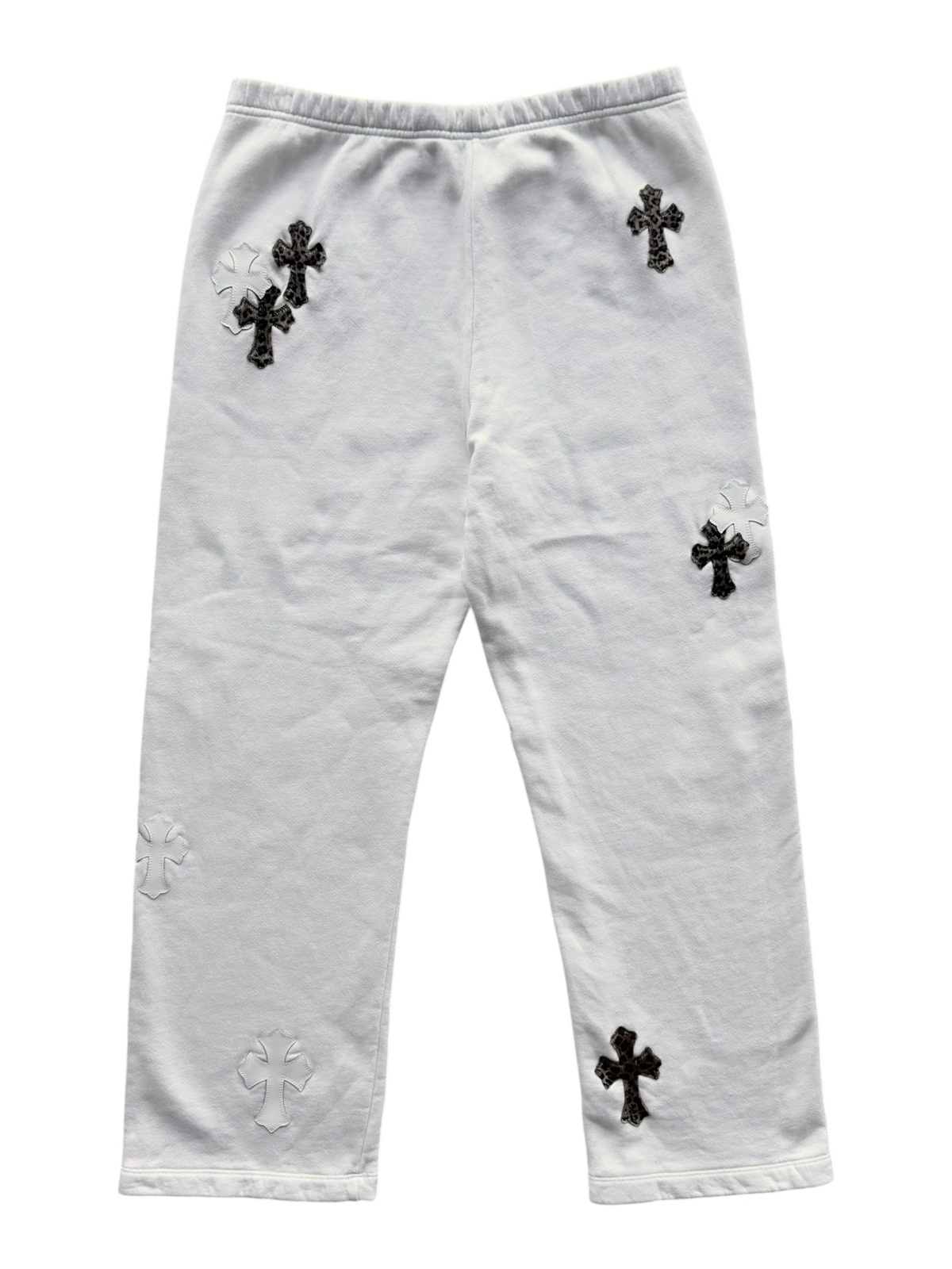 Cheetah & White Patent Patch Sweatpants