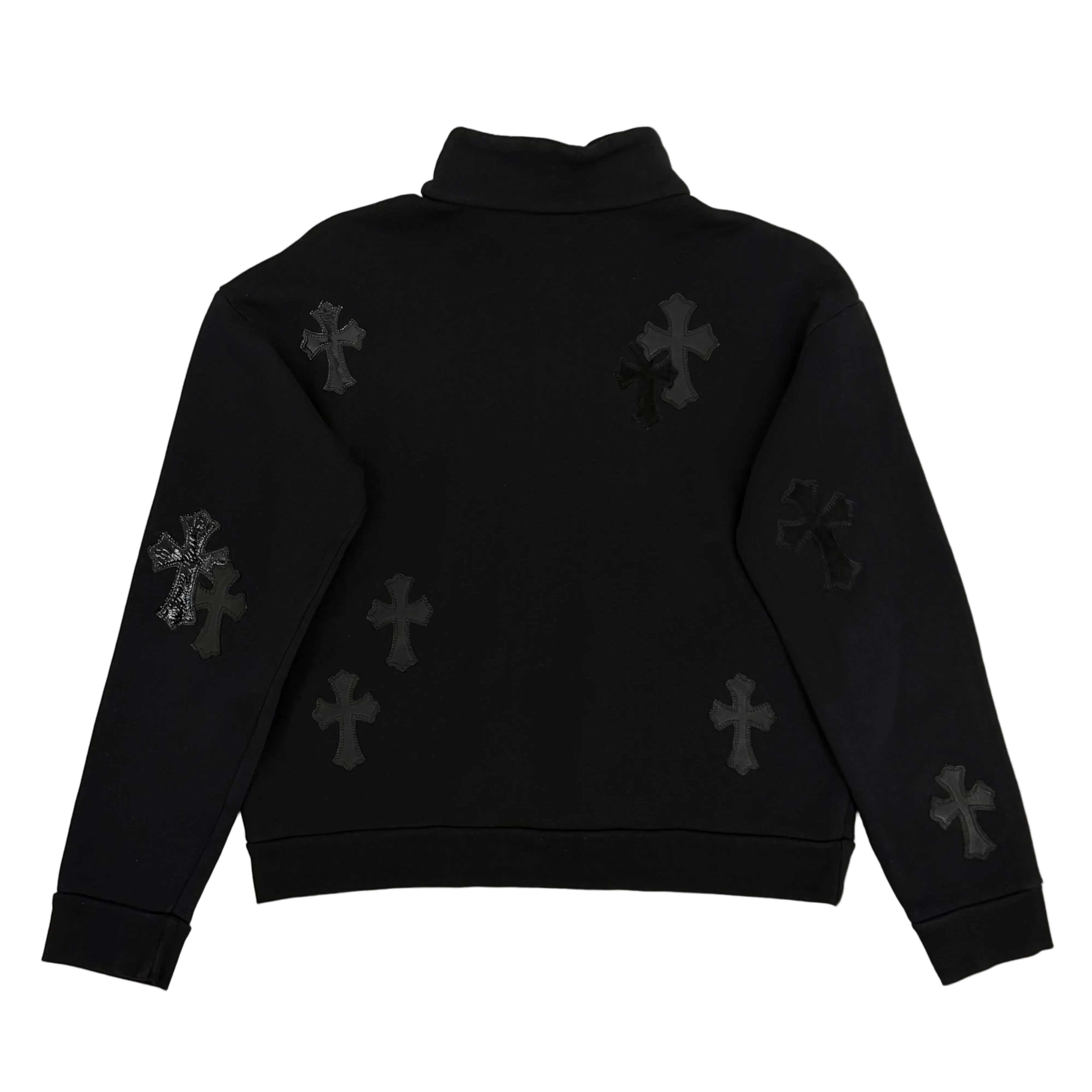 Pony Hair and Patent Leather 22 Patch Quarter Zip Sweater