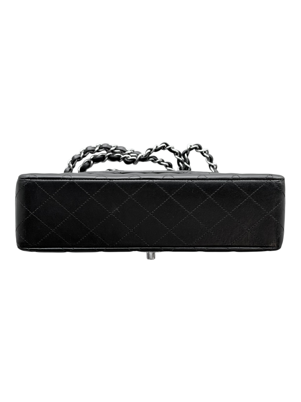 Black Lambskin Quilted Medium Flap Bag