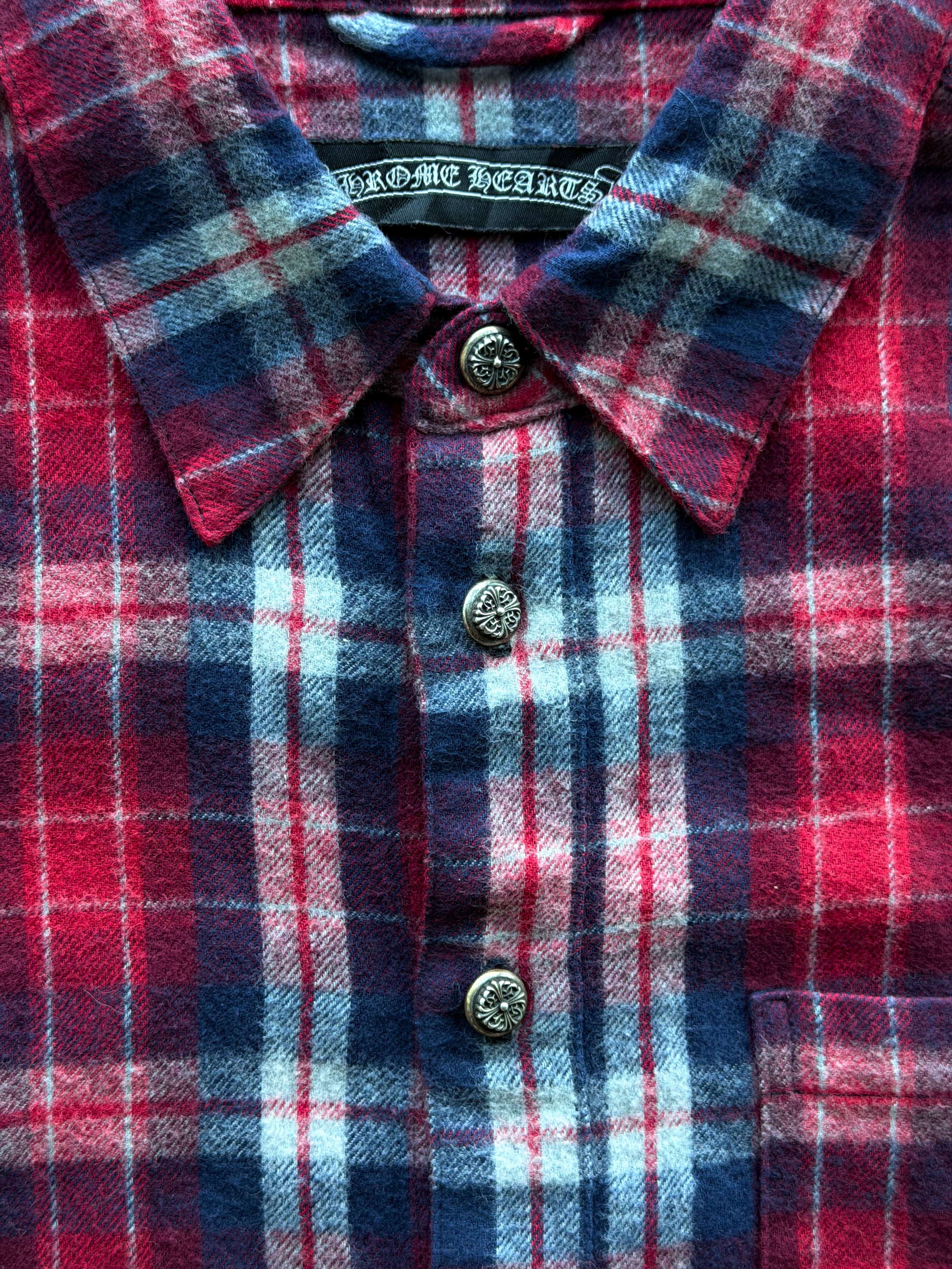 Vintage Button Up Red Flannel Cross Patch