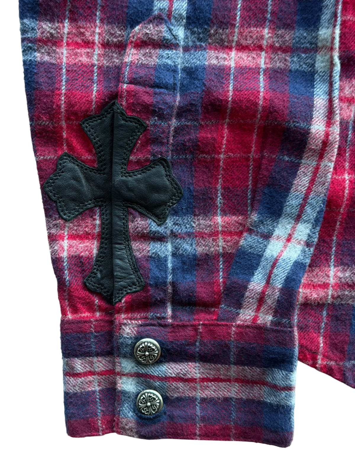 Vintage Button Up Red Flannel Cross Patch