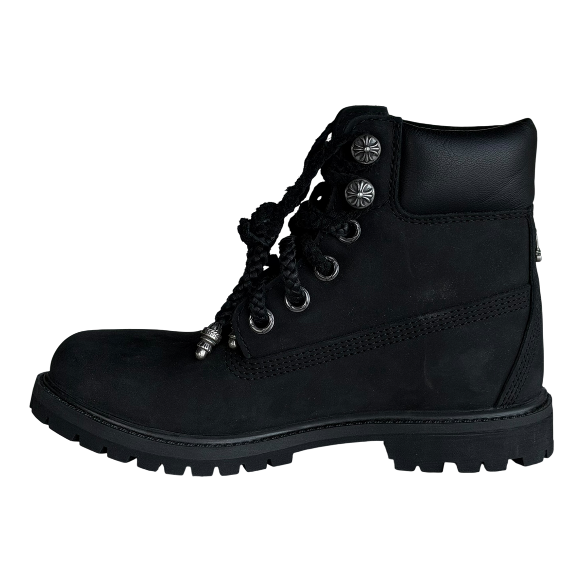 Dagger Cross Black Silver Timberland 6 Inch Boots