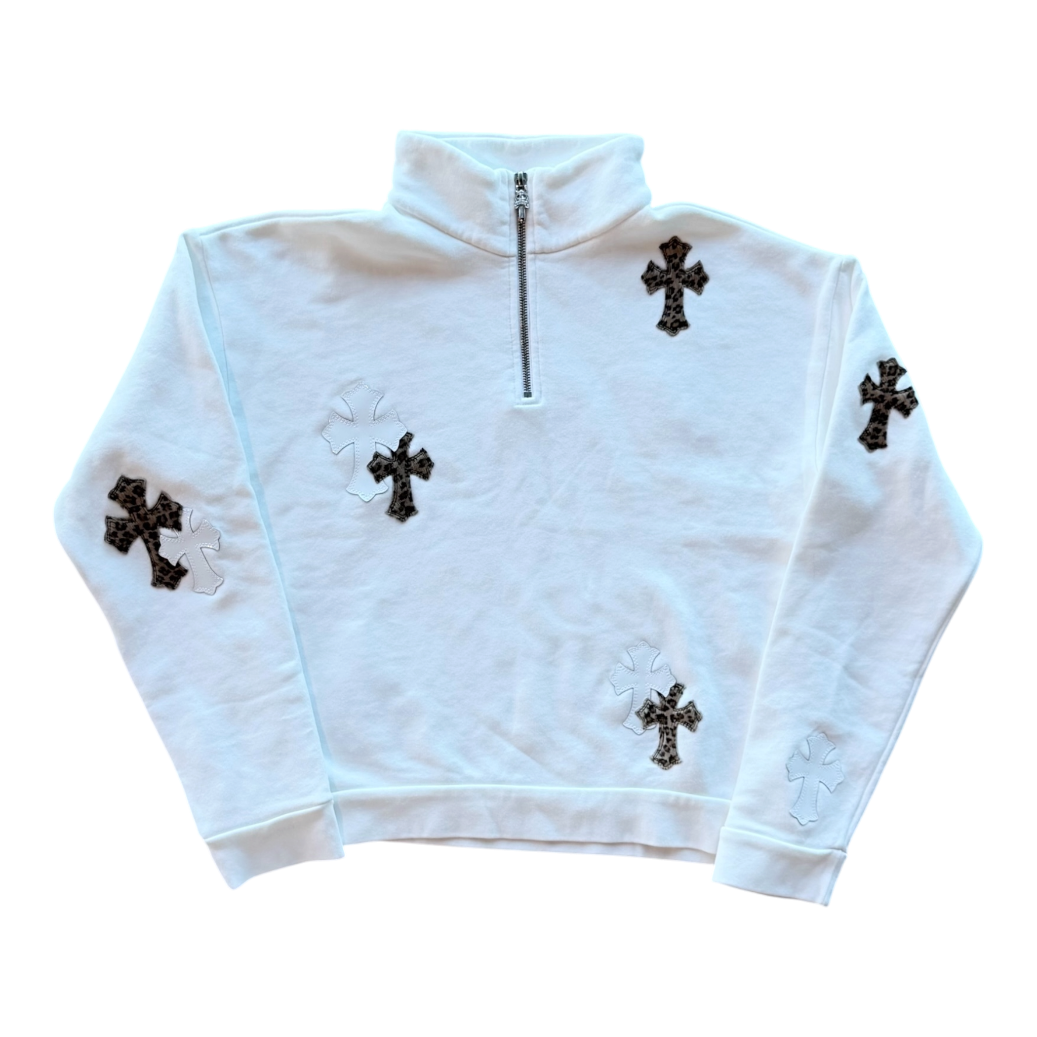 Cheetah & White Patent Patch Quarter Zip