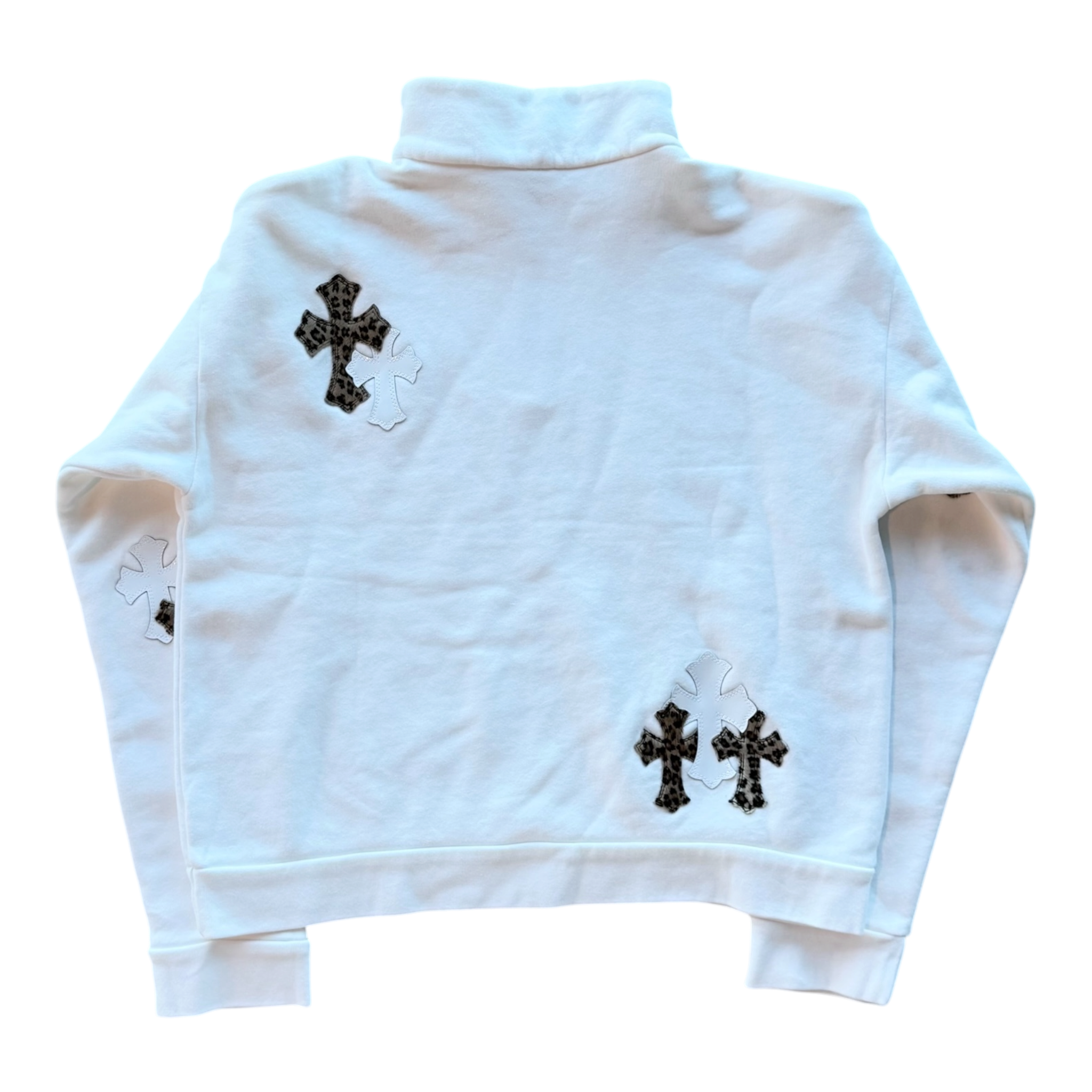 Cheetah & White Patent Patch Quarter Zip