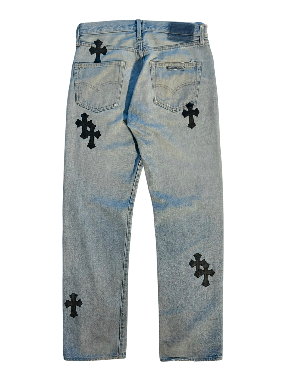 Distressed Levi's Black Cross Patch Jeans Blue