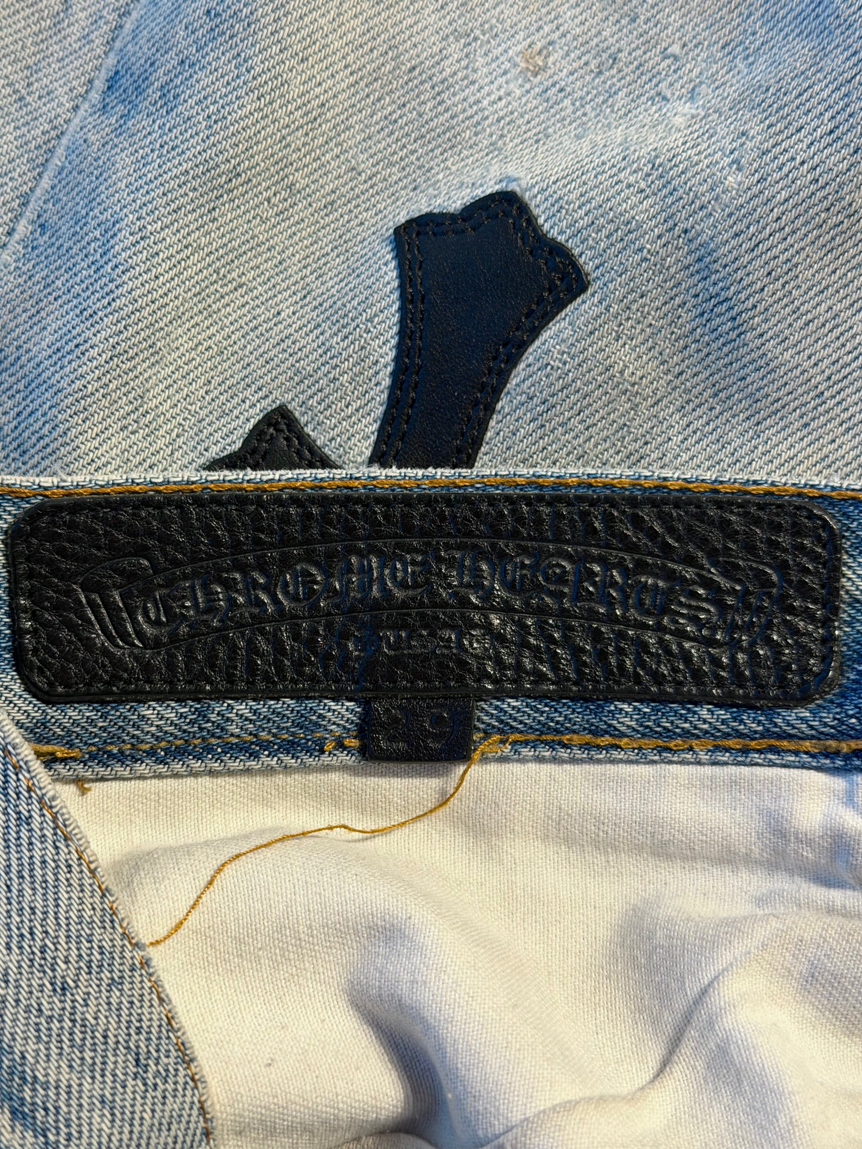 Distressed Levi's Black Cross Patch Jeans Blue
