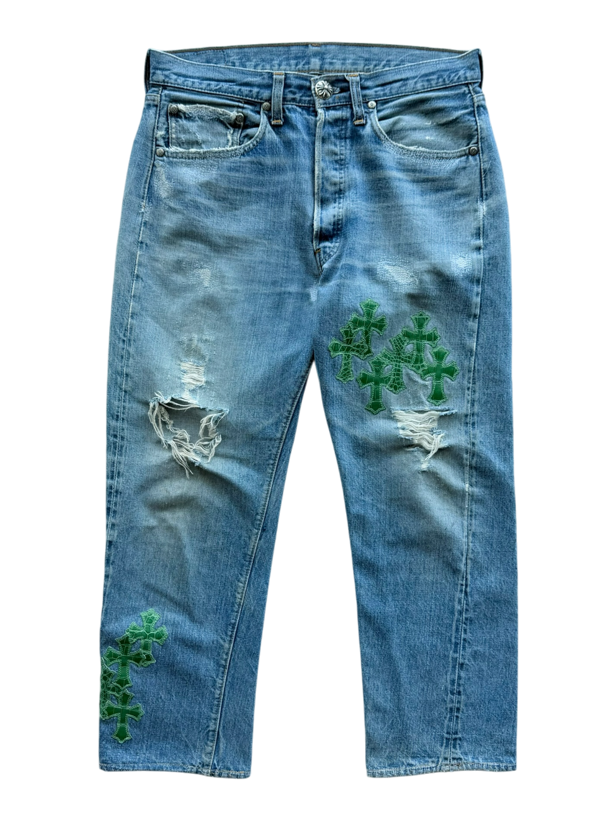Green Alligator Cross Patch Levis 501 Jeans