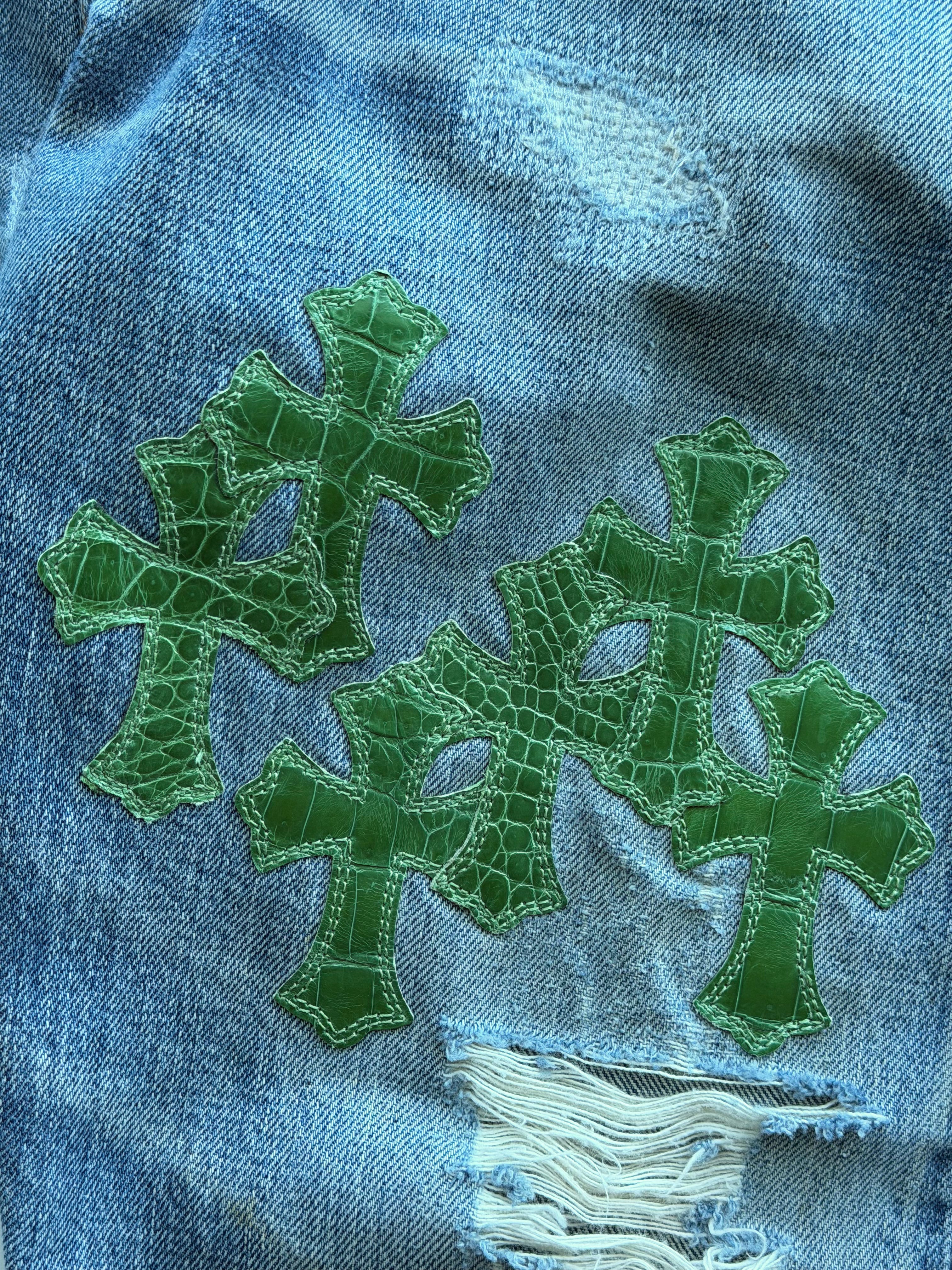 Green Alligator Cross Patch Levis 501 Jeans