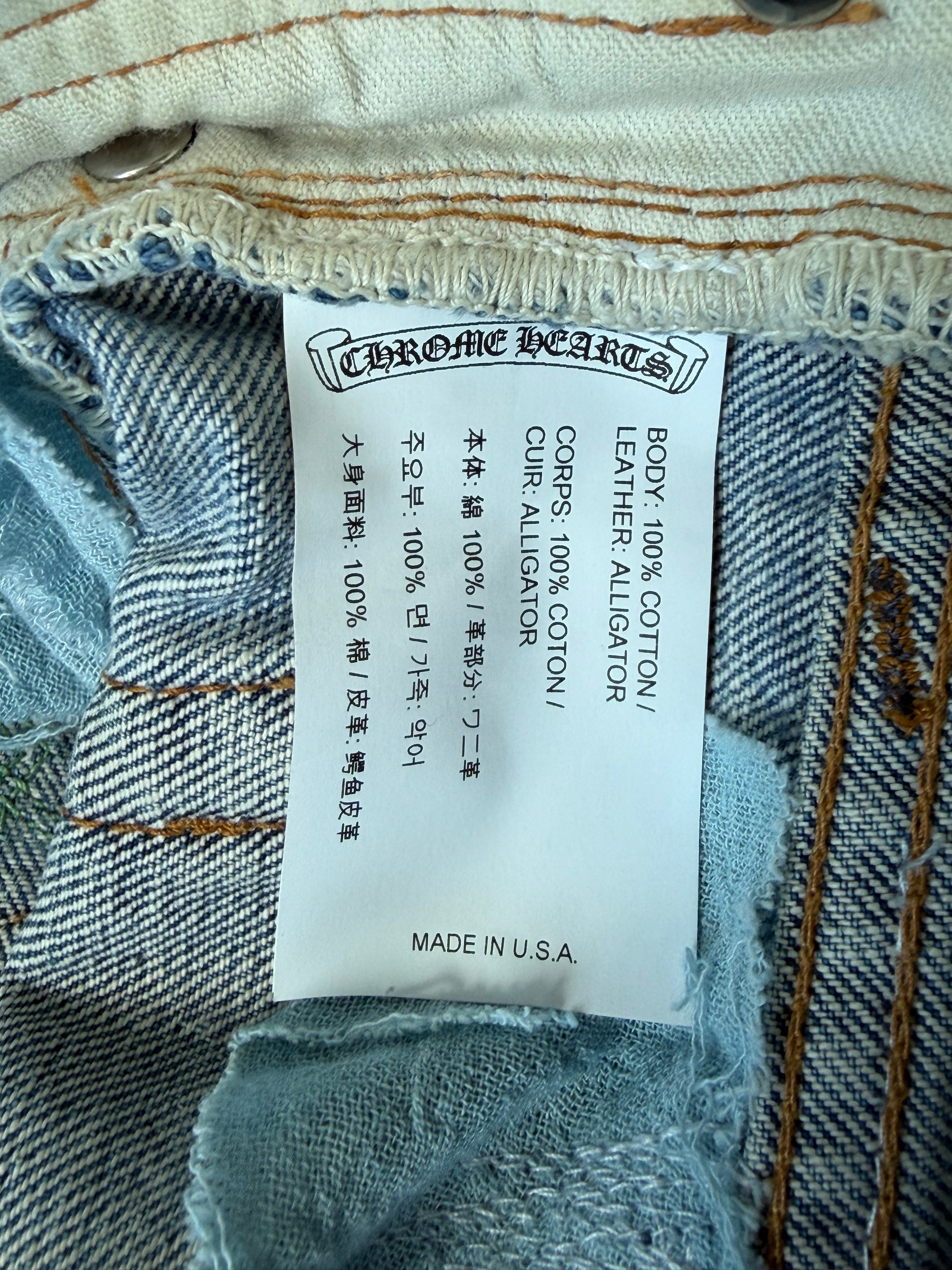 Green Alligator Cross Patch Levis 501 Jeans