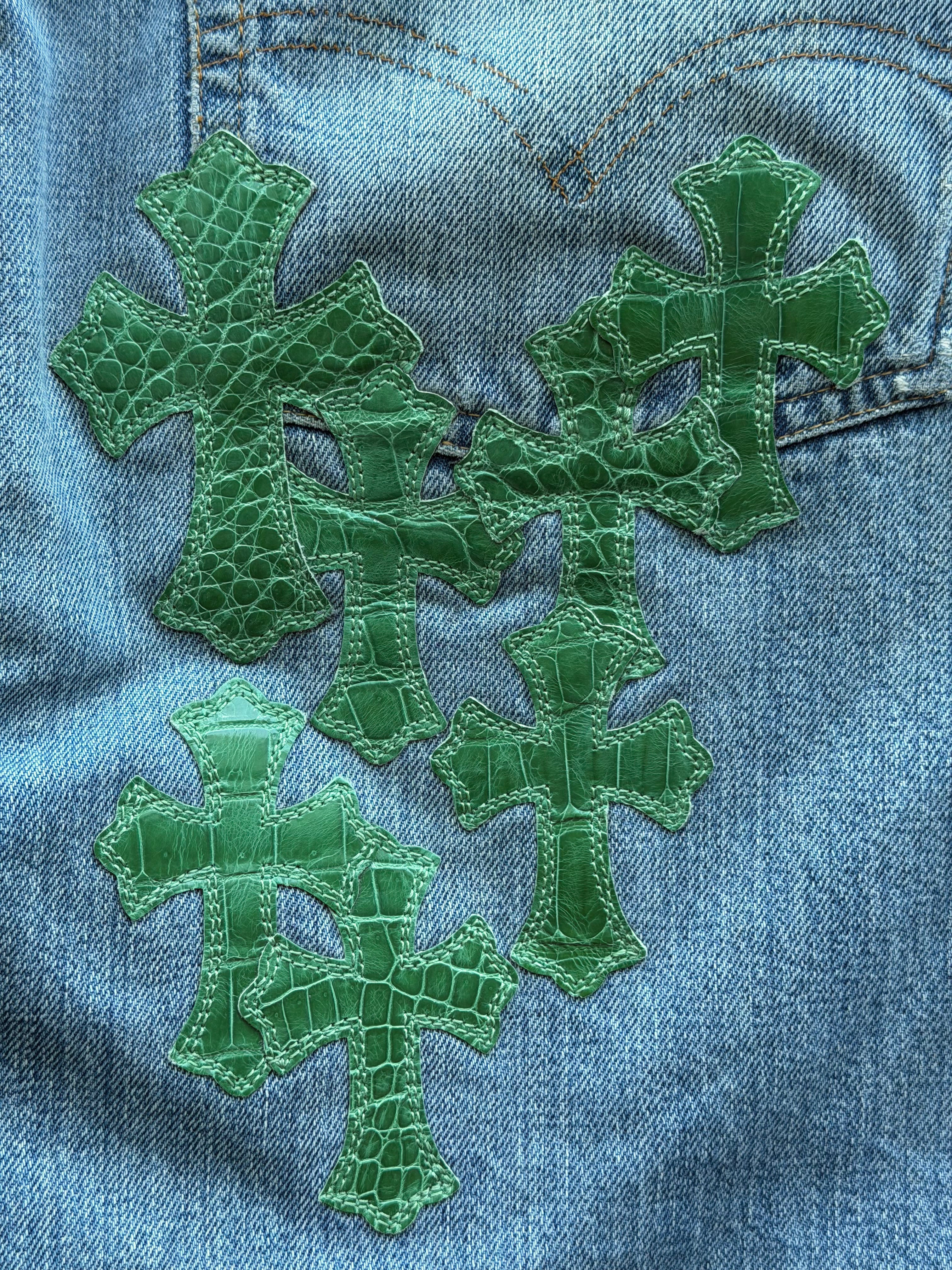 Green Alligator Cross Patch Levis 501 Jeans