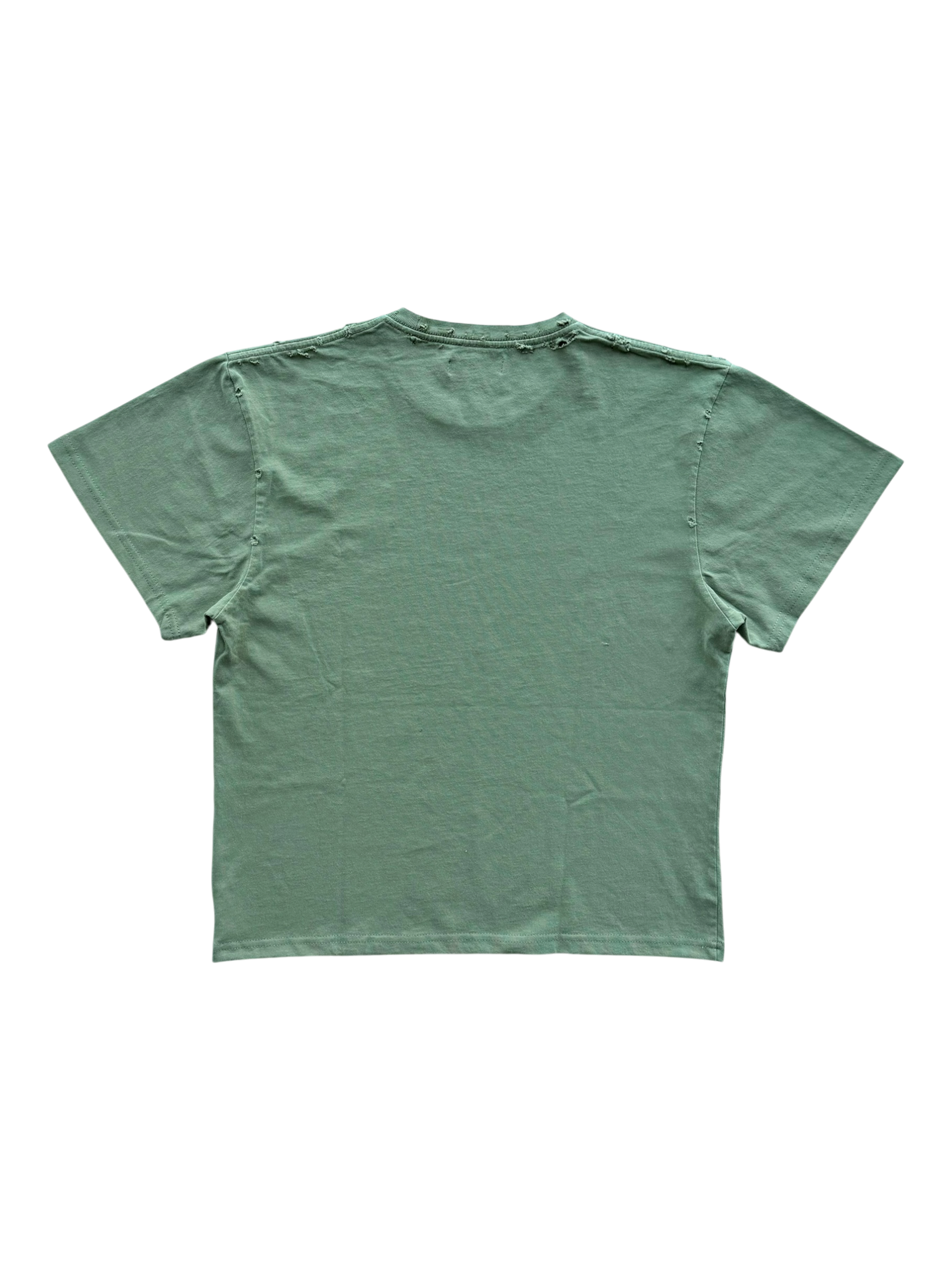 Face Tat Distressed Tee Olive