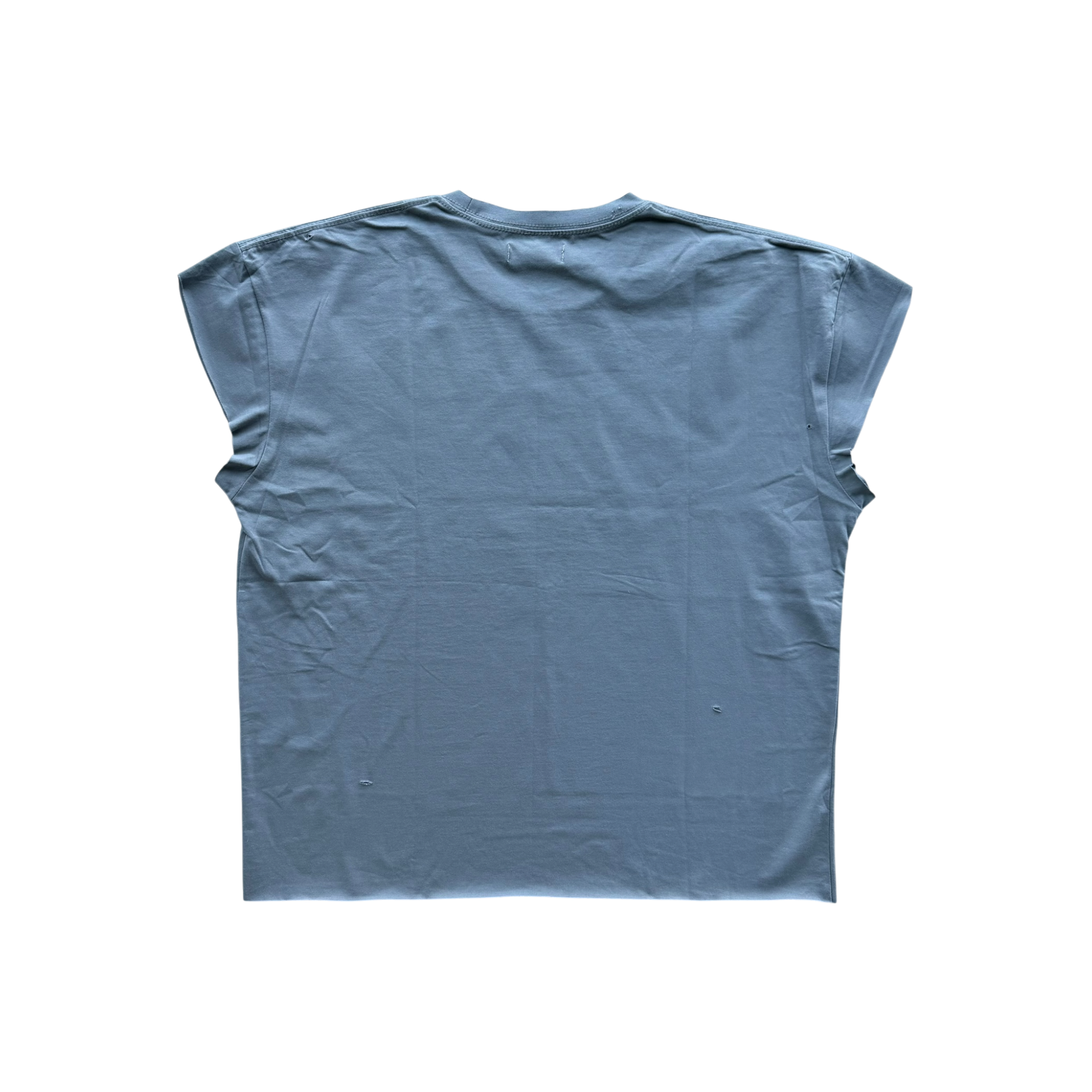Cut Out Distressed Sleeveless Tee Grey