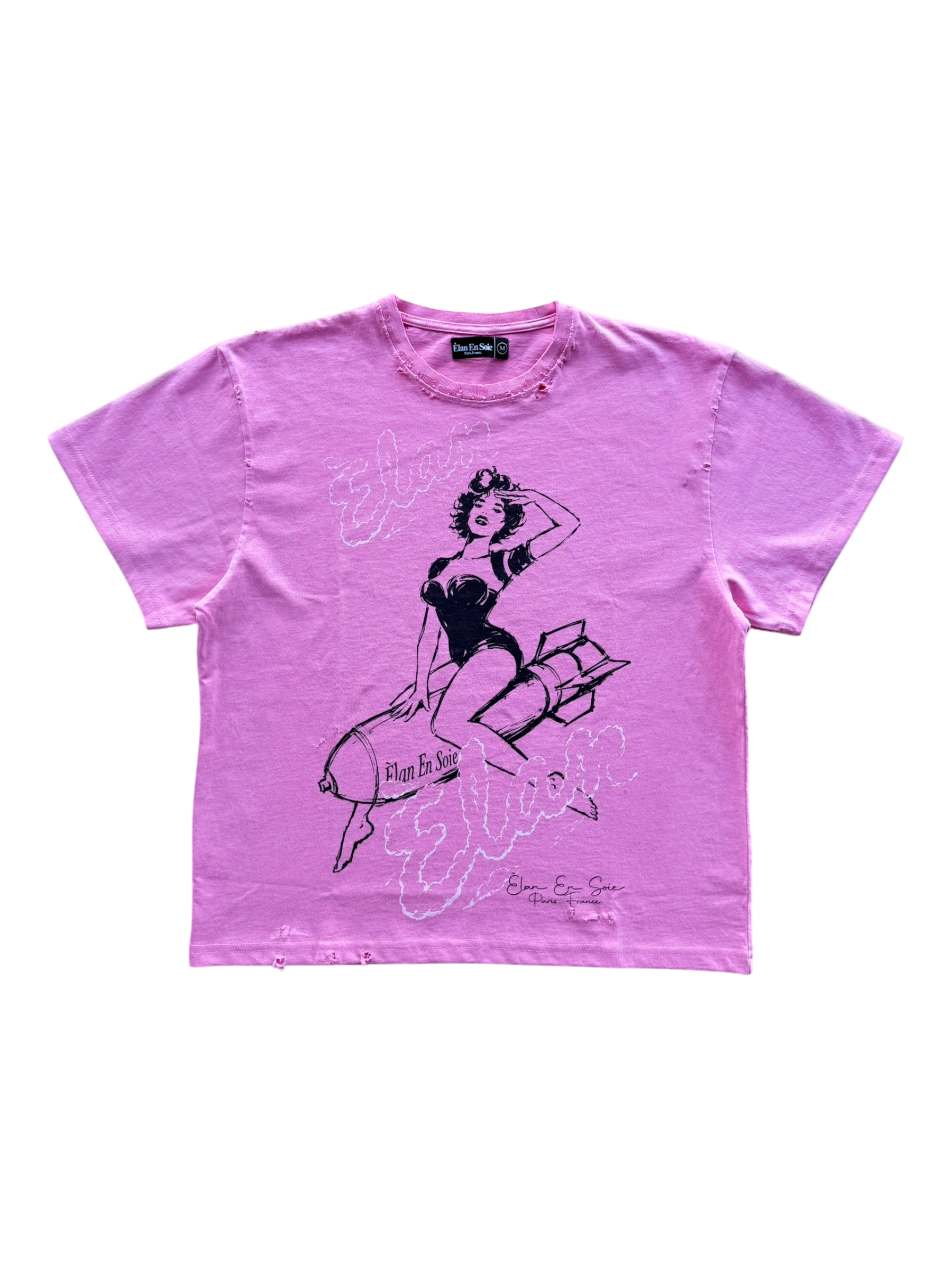 Rocket Girl Distressed Tee Pink