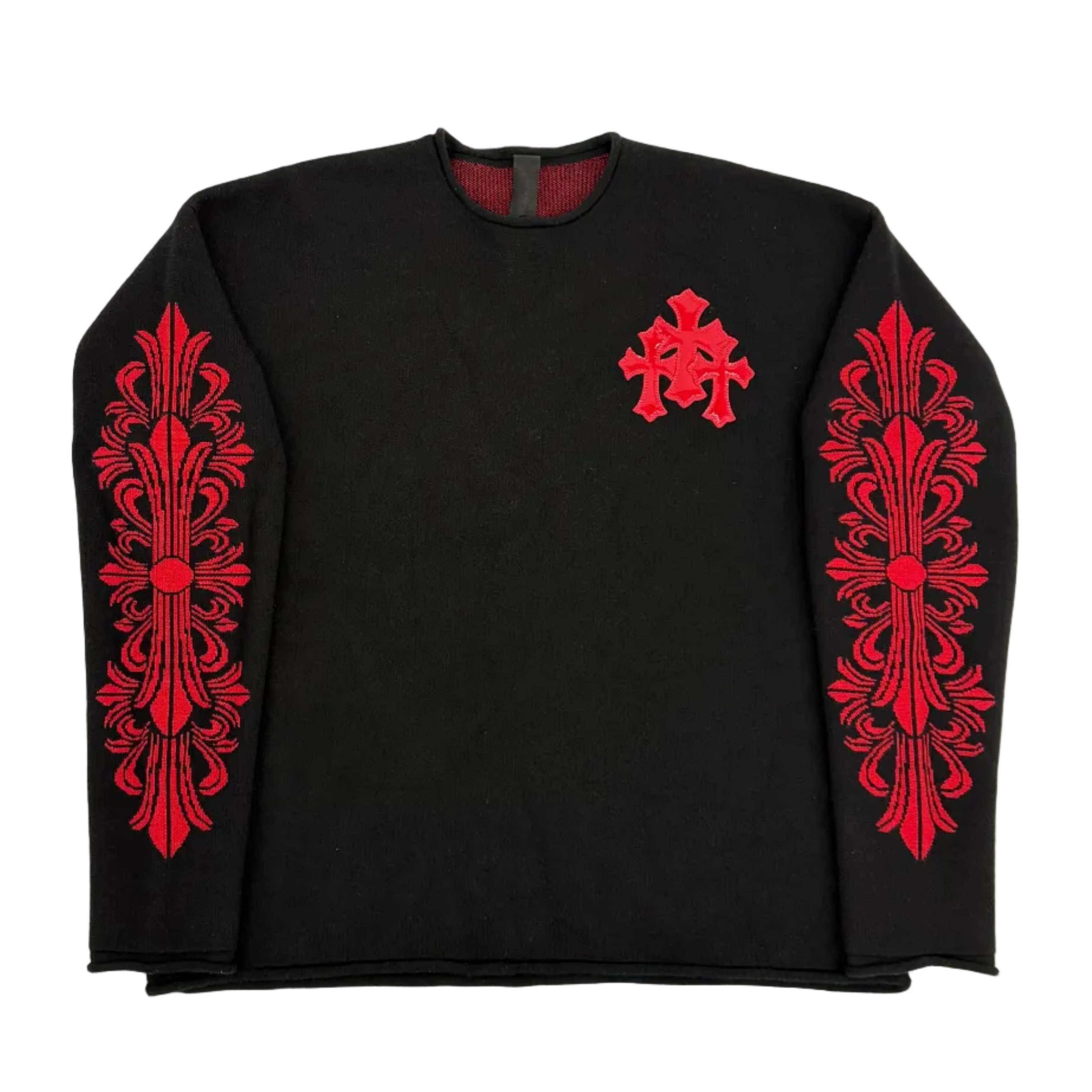 Cashmere Red Triple Cross Patch Sweater