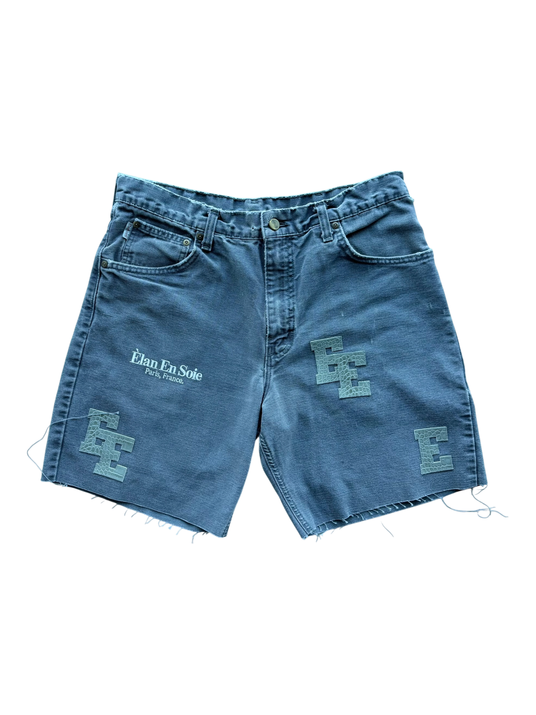 Grey Croc Patch Grey Denim Shorts