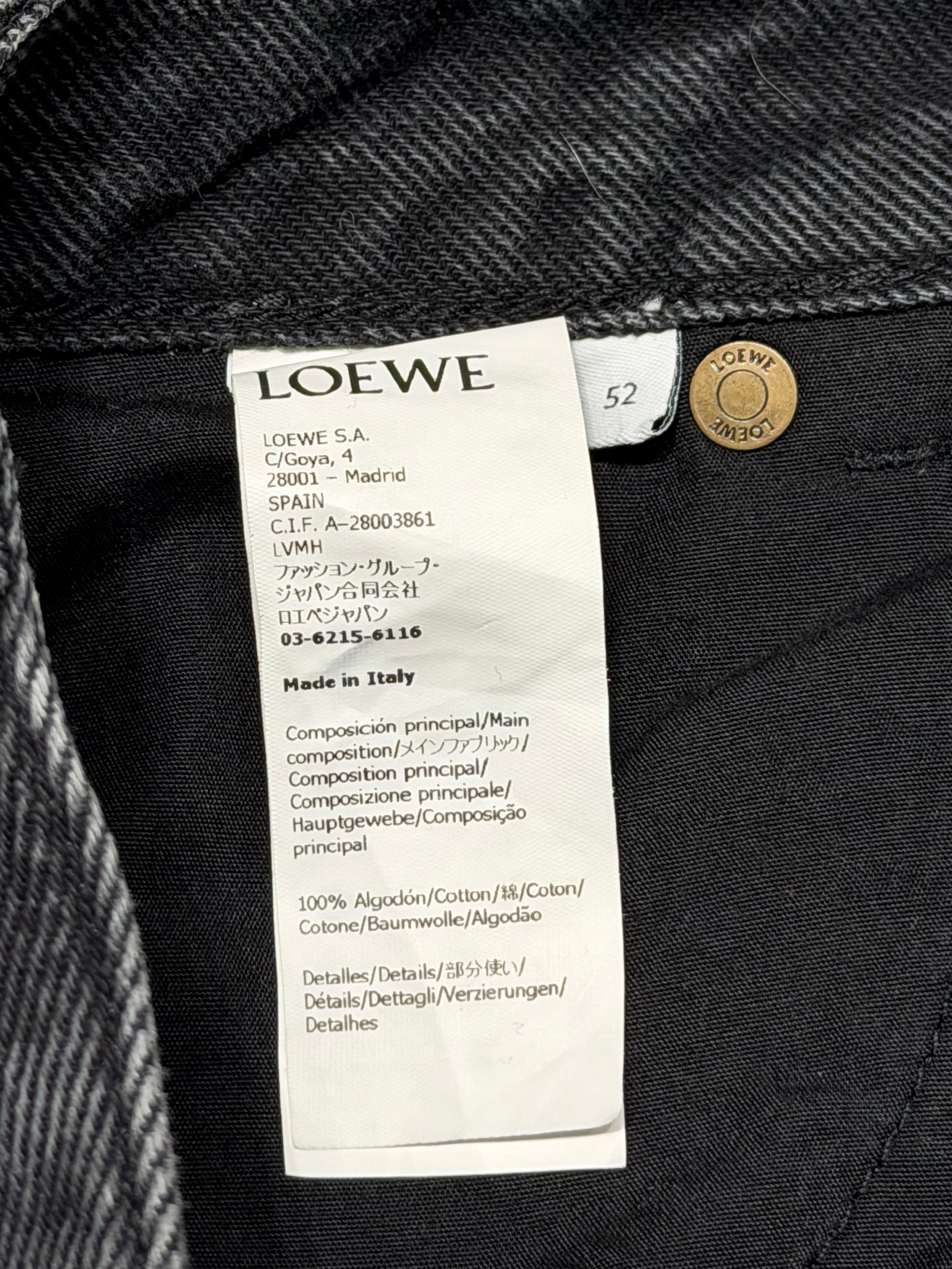 White Anagram Embroidered Baggy Black Jeans
