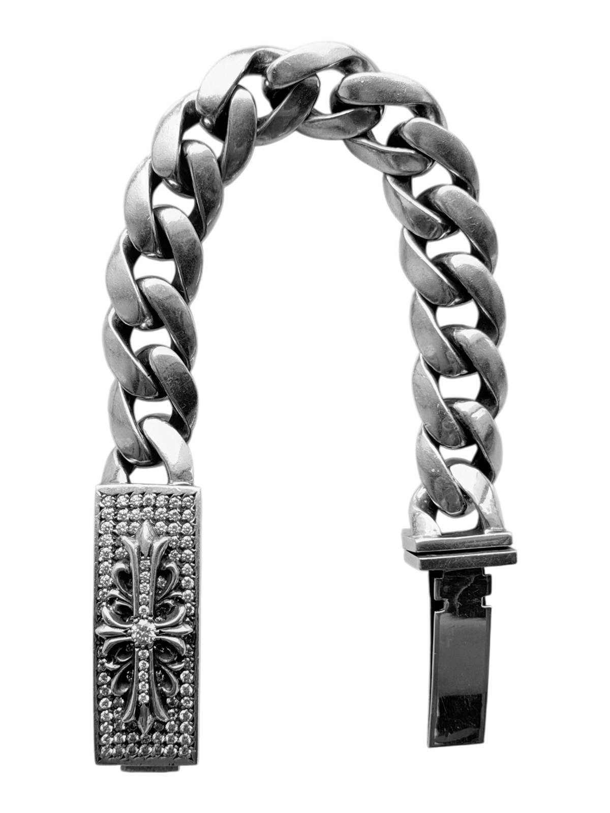 Diamond Pavé Factory Set Floral Cuban Link ID Bracelet