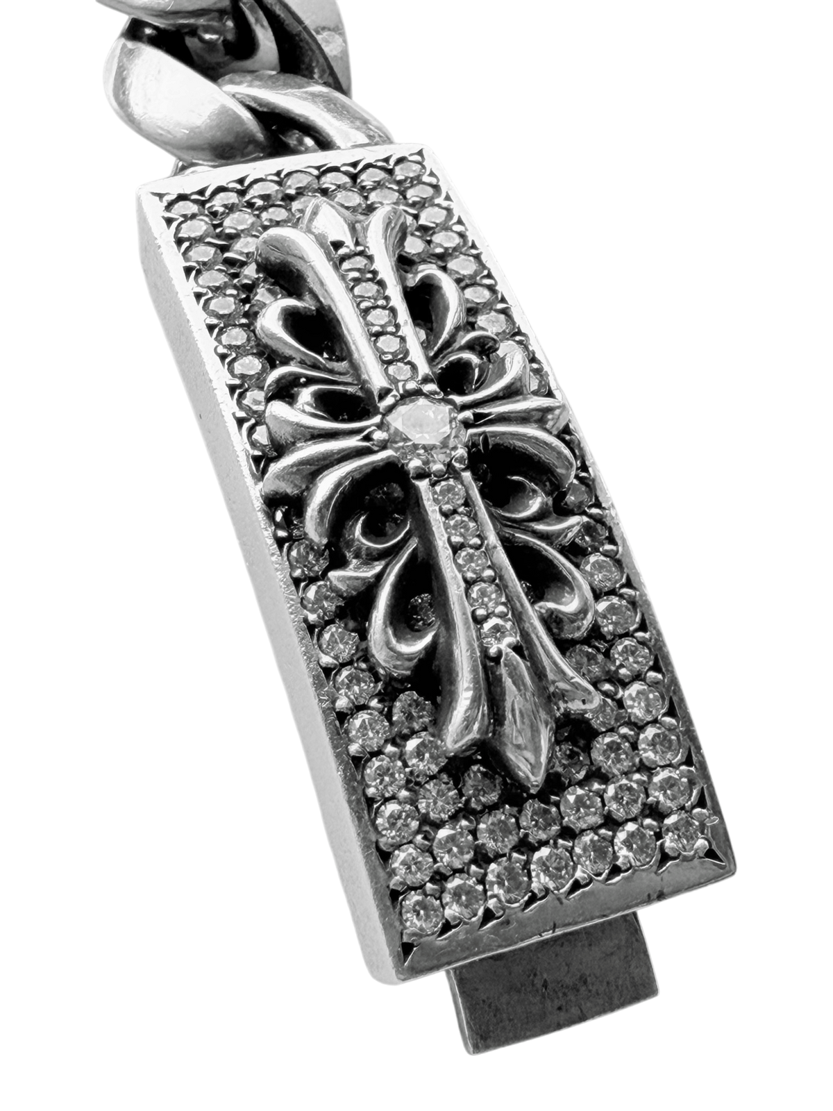 Diamond Pavé Factory Set Floral Cuban Link ID Bracelet