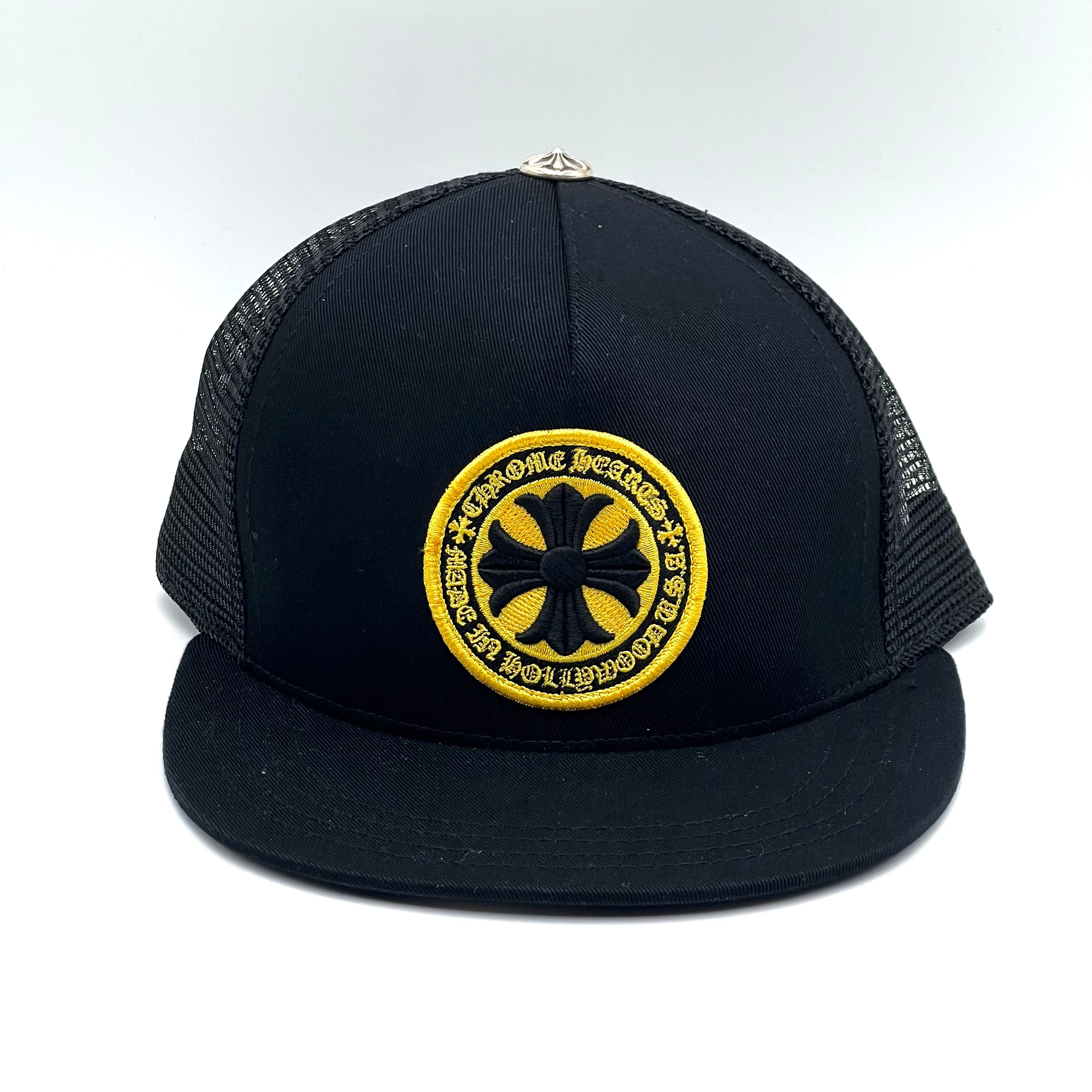 Chrome Hearts Plus Cross Seal Stamp Trucker Hat Black/Yellow