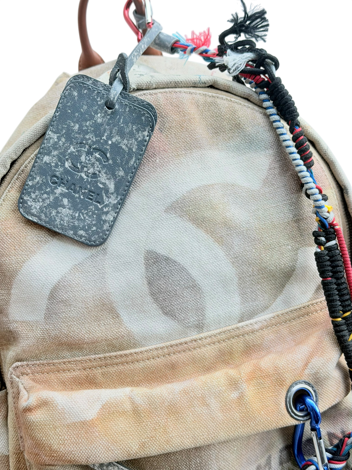 Beige & White Graffiti Backpack