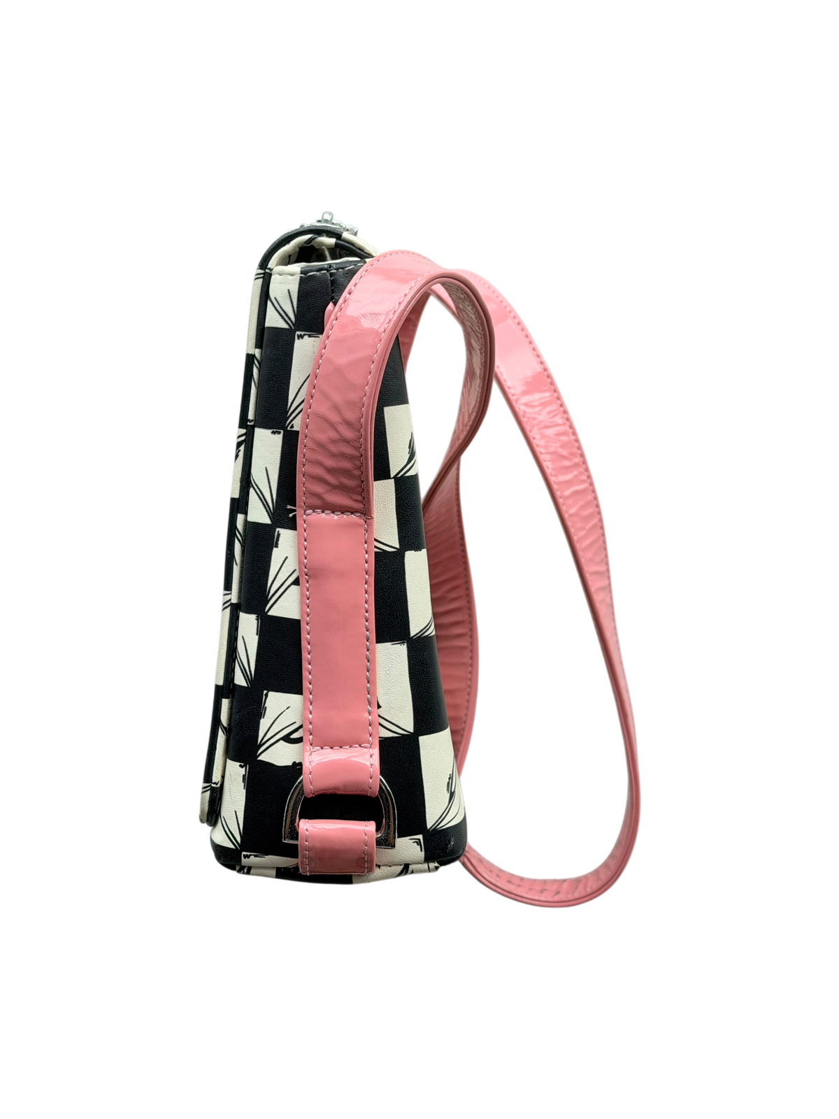 Black Cream 99 Eyes Checkered Leather Crossbody Bag